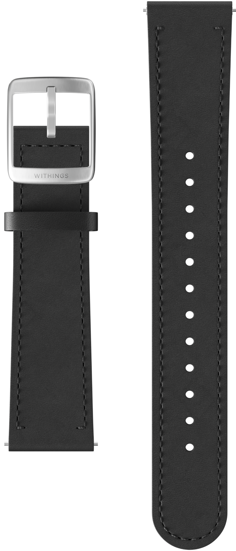 Withings Wristband Black Leather 40mm - Smartwatches Pulsuhren Sportuhren Schrittzaehler