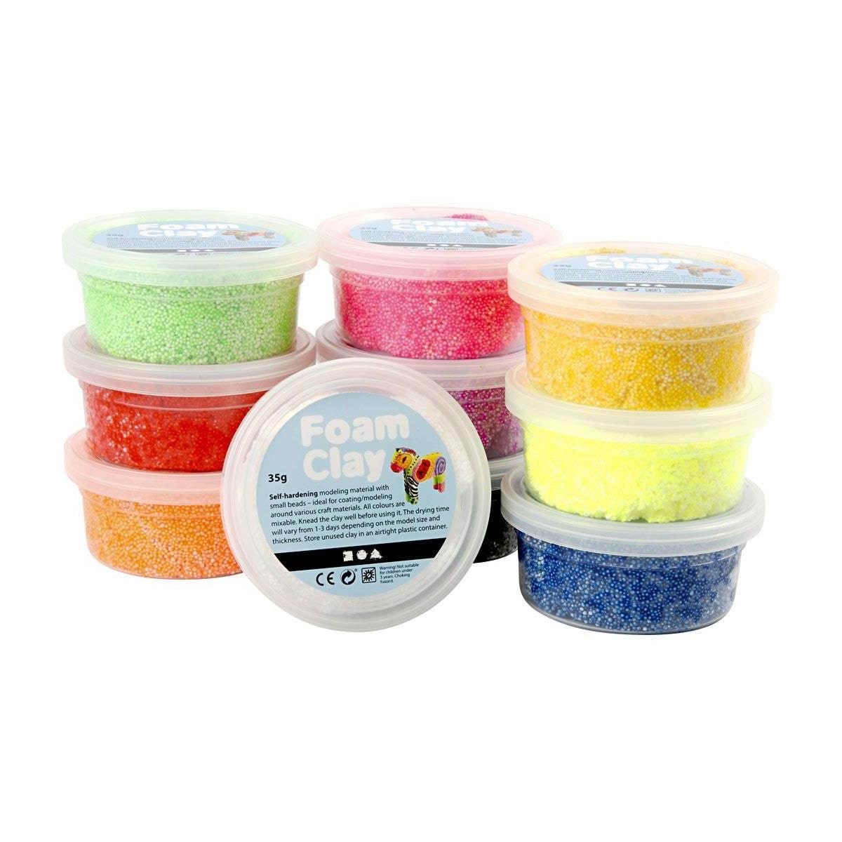 Creativ Company Foam Clay - Basic Colors 10x35gr - Hobby Zubehoer 78930
