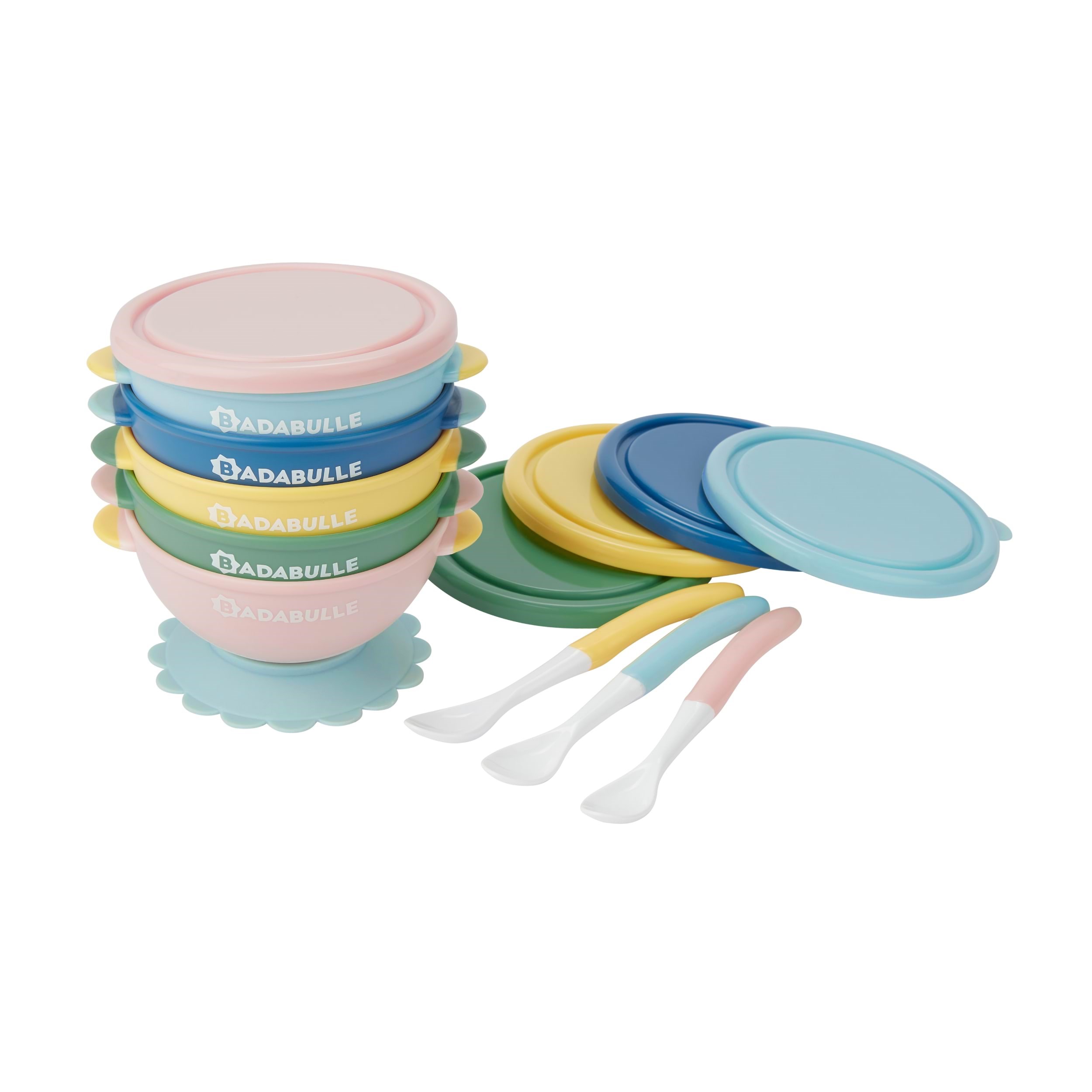 Badabulle Set of 5 Non-slip Bowls + Spoons - Babypflege B005107