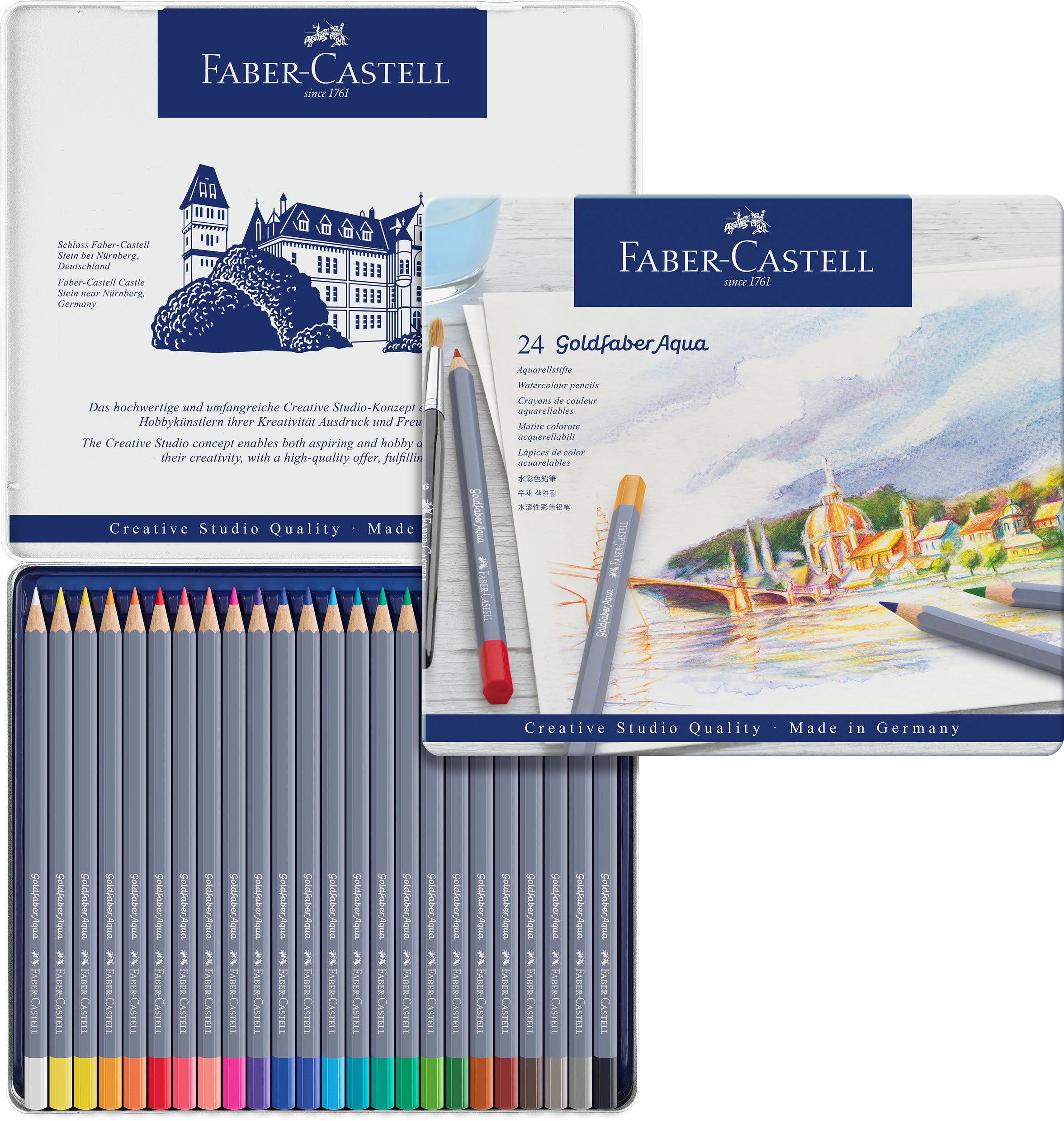 Faber-castell Aqua.Stift Goldfaber Aqua 24-metalletui - Utensilien Zum Schreiben Und Zeichnen Farbstift 114624
