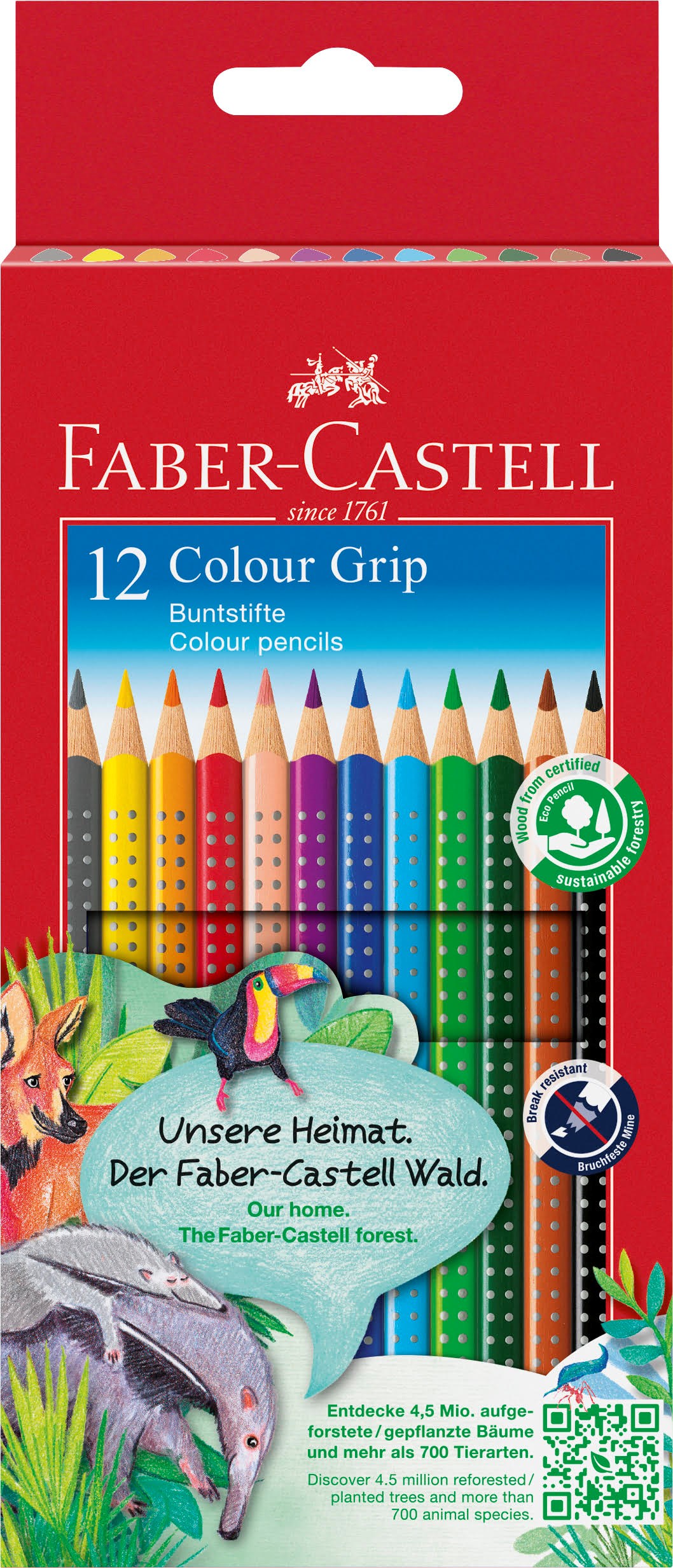 Faber-castell Buntstift Colour Grip 12er Etui - Utensilien Zum Schreiben Und Zeichnen Farbstift 112412