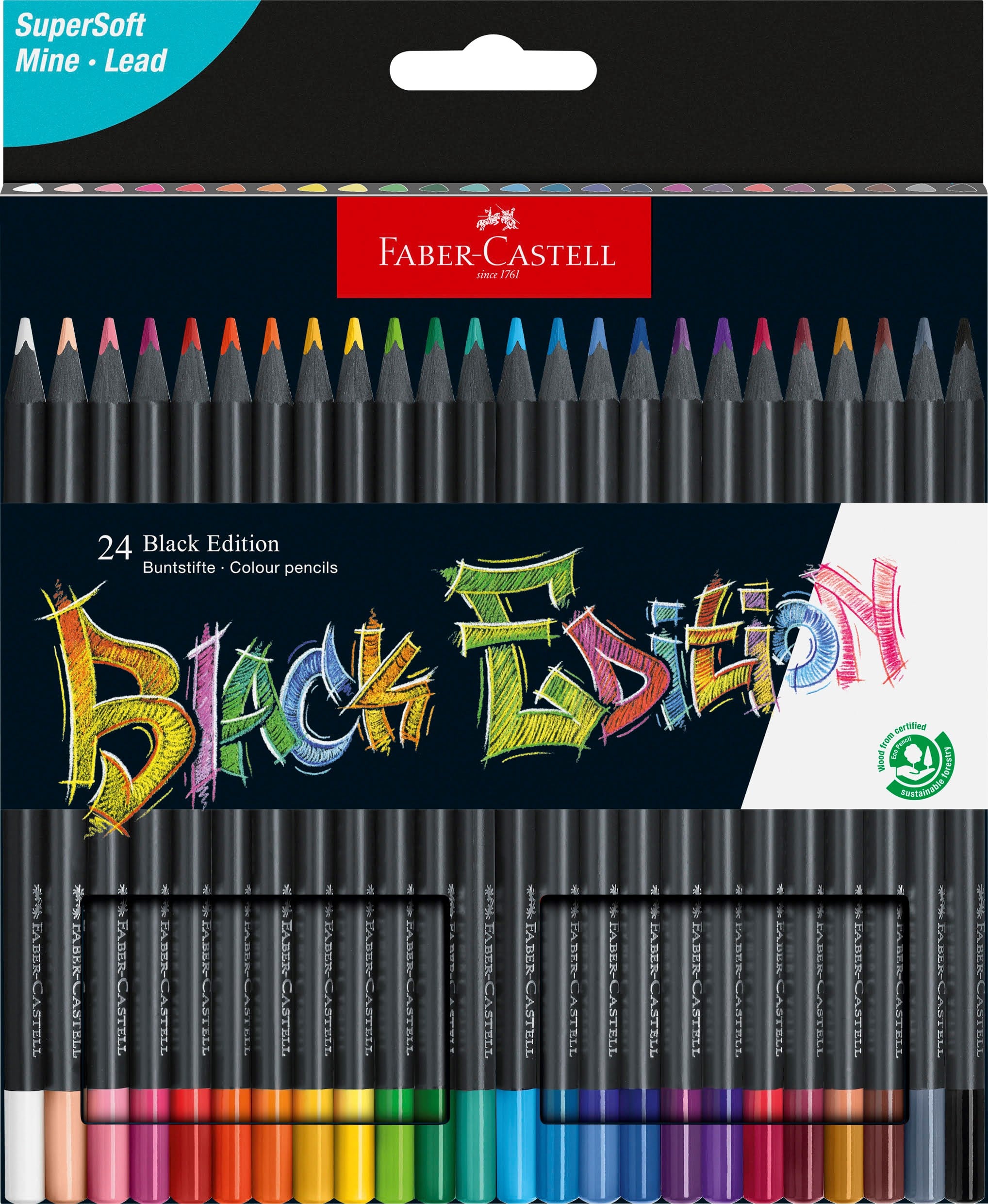 Faber-castell Buntstifte Black Edition 24er Kartonetui - Utensilien Zum Schreiben Und Zeichnen