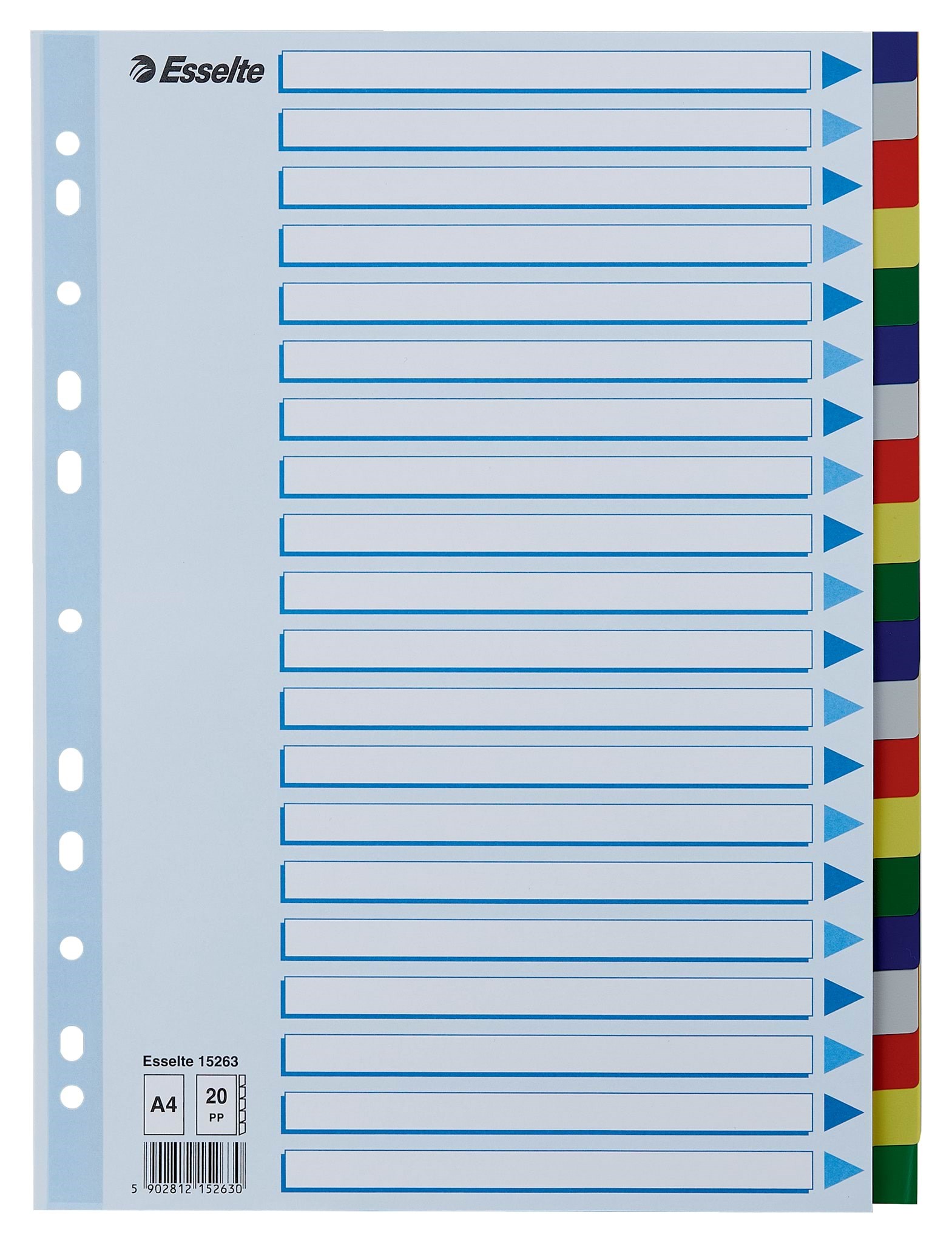 Esselte Faneblad PP A4 20-delt Flerfarve - Taschen Umschlaege Und Register