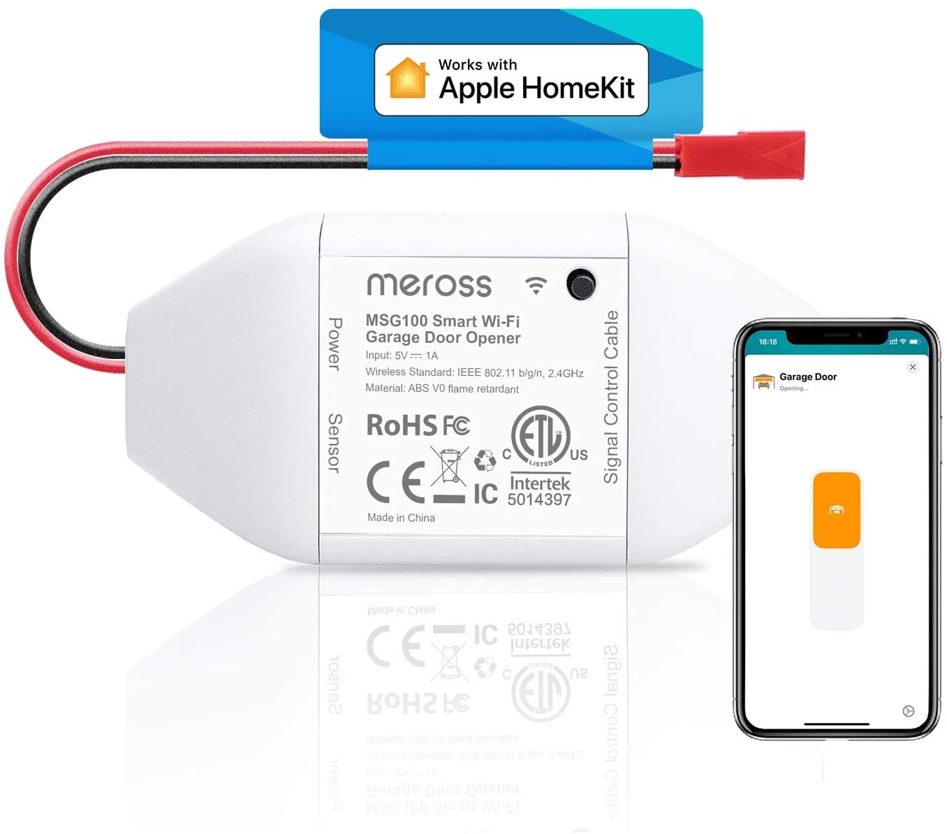 Meross Smart Wi-fi Garage Door Opener - Smart Home Msg100hk(EU)