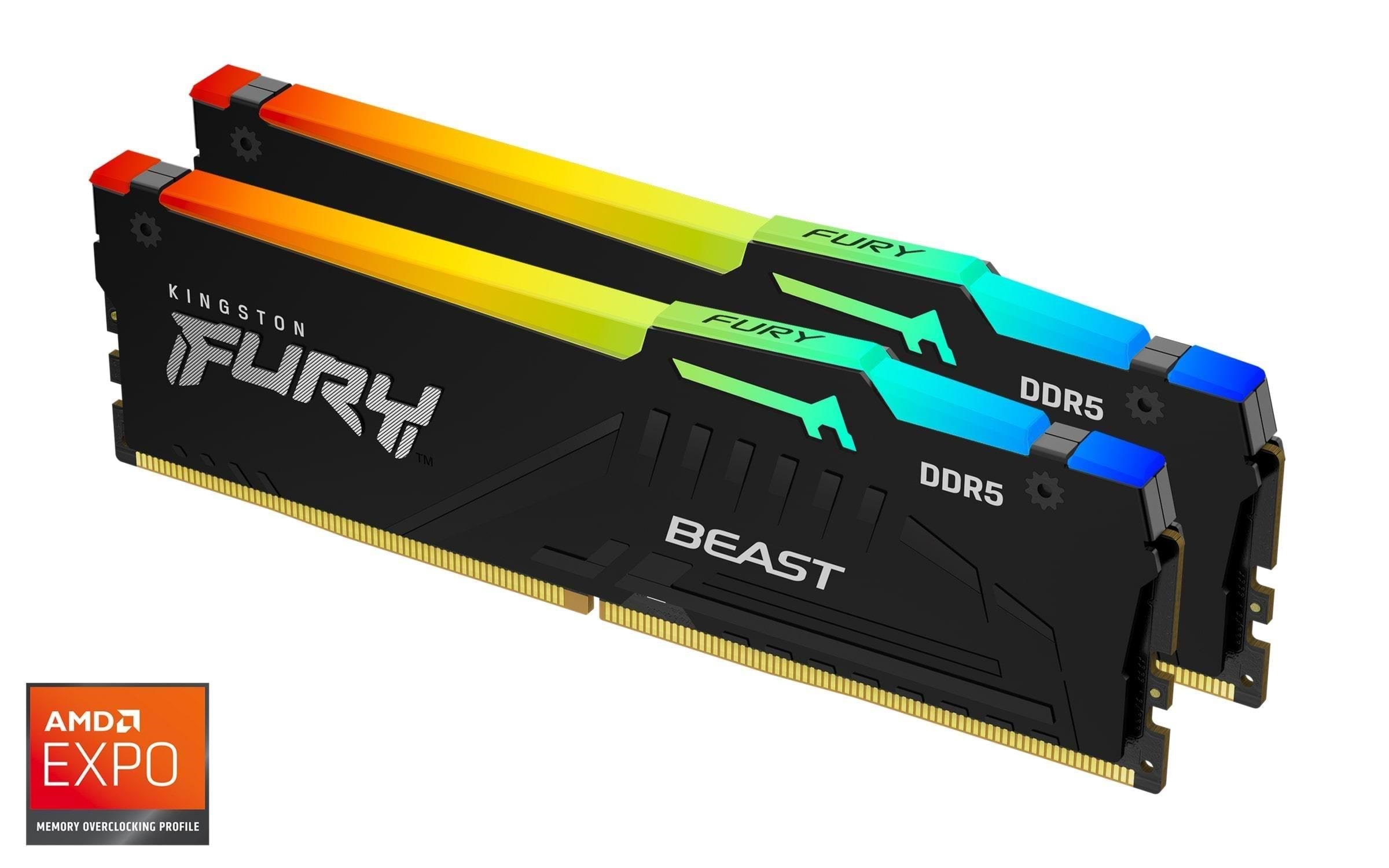 Kingston Fury Beast Rgb Ddr5-5600 - 32gb - Cl36 - Dual Channel (2 Pcs) - Amd Expo & Intel Xmp - Schwarz Mit Rgb - Ram