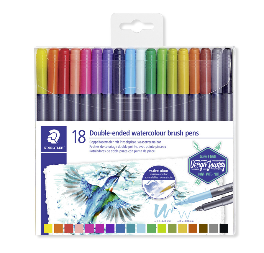 Staedtler Double-ended Watercol. Brush 18pcs - Utensilien Zum Schreiben Und Zeichnen