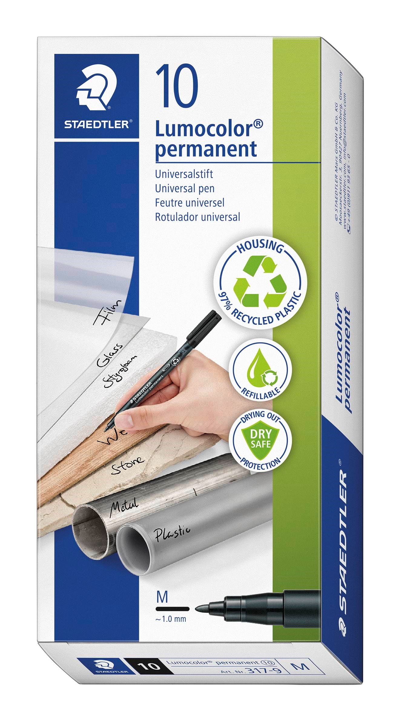 Staedtler Universal Pen Lumocolor Perm.10 Pcs.M Bla - Utensilien Zum Schreiben Und Zeichnen 317-9