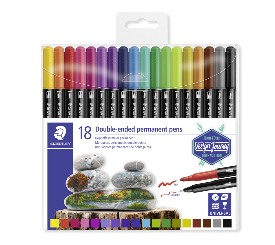 Staedtler Double-ended Perm. Pens 18 Pcs - Utensilien Zum Schreiben Und Zeichnen Colored Pencil And Paint Set 3187 Tb18
