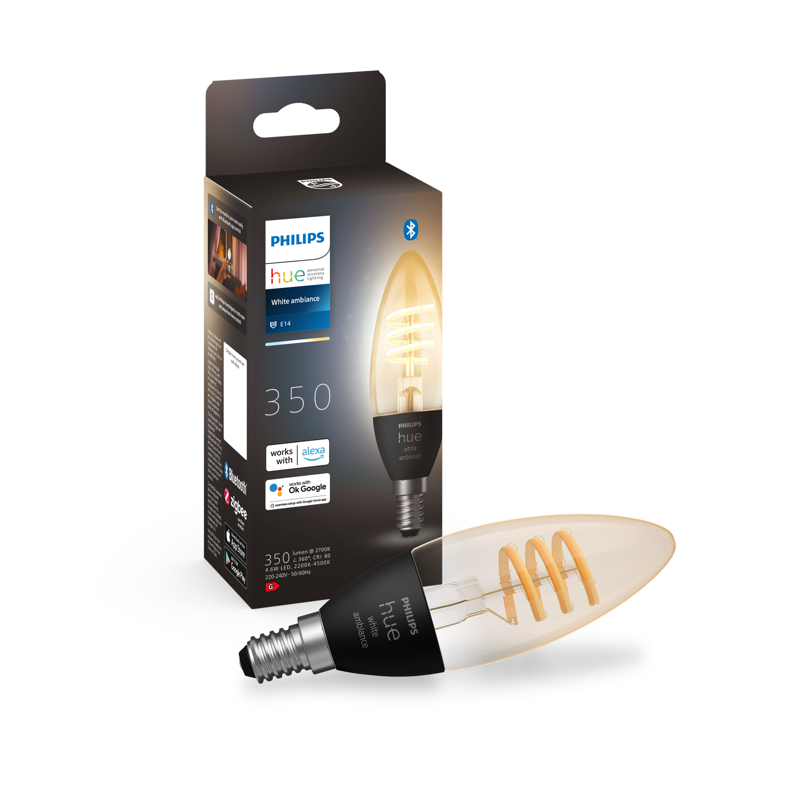 Philips Hue White Ambiance Filament E14 Candle 1-pack - Smart Home 929003145201