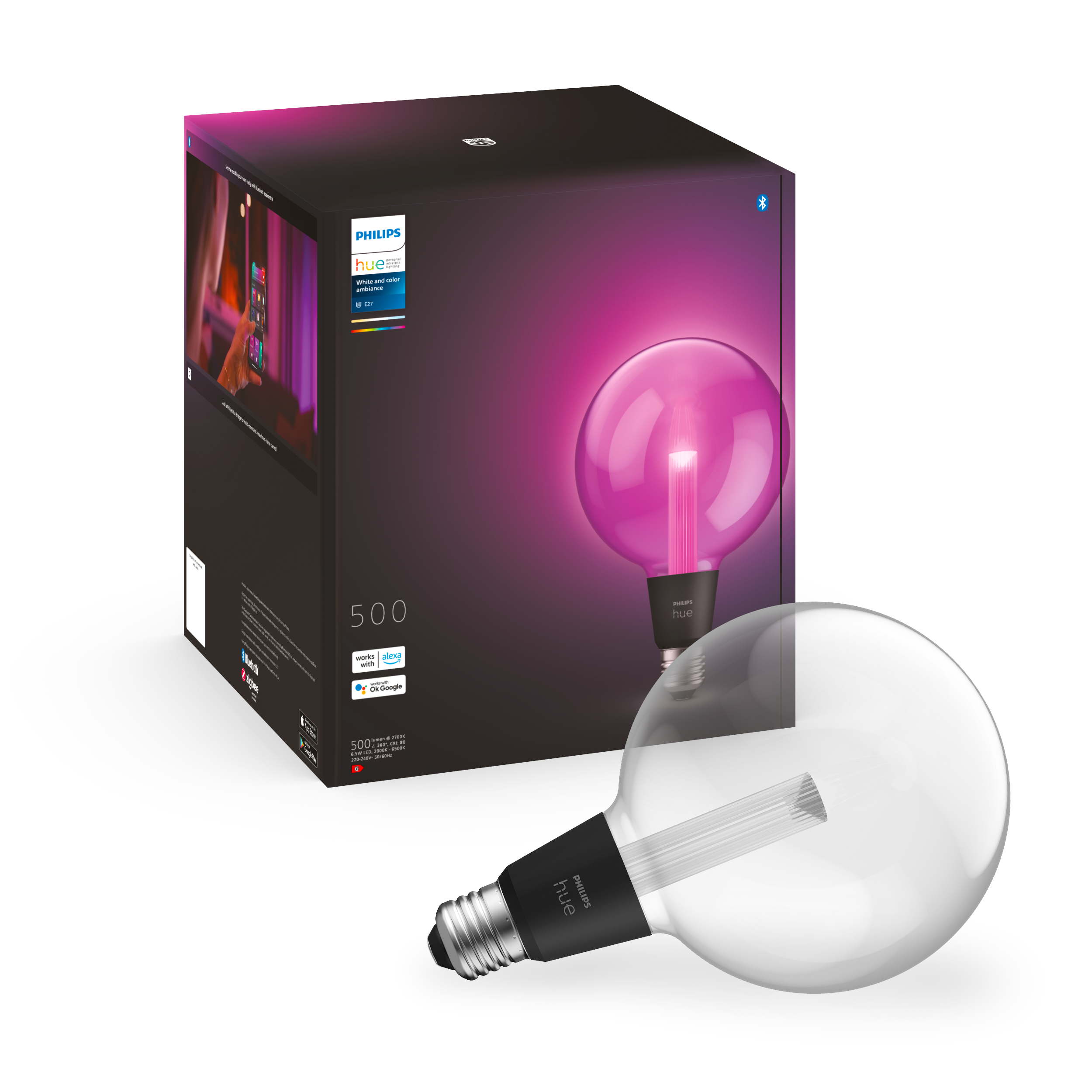 Philips Hue Lightguide G125 E27 Globe Bulb - 1-pack - Smart Home 929003151202