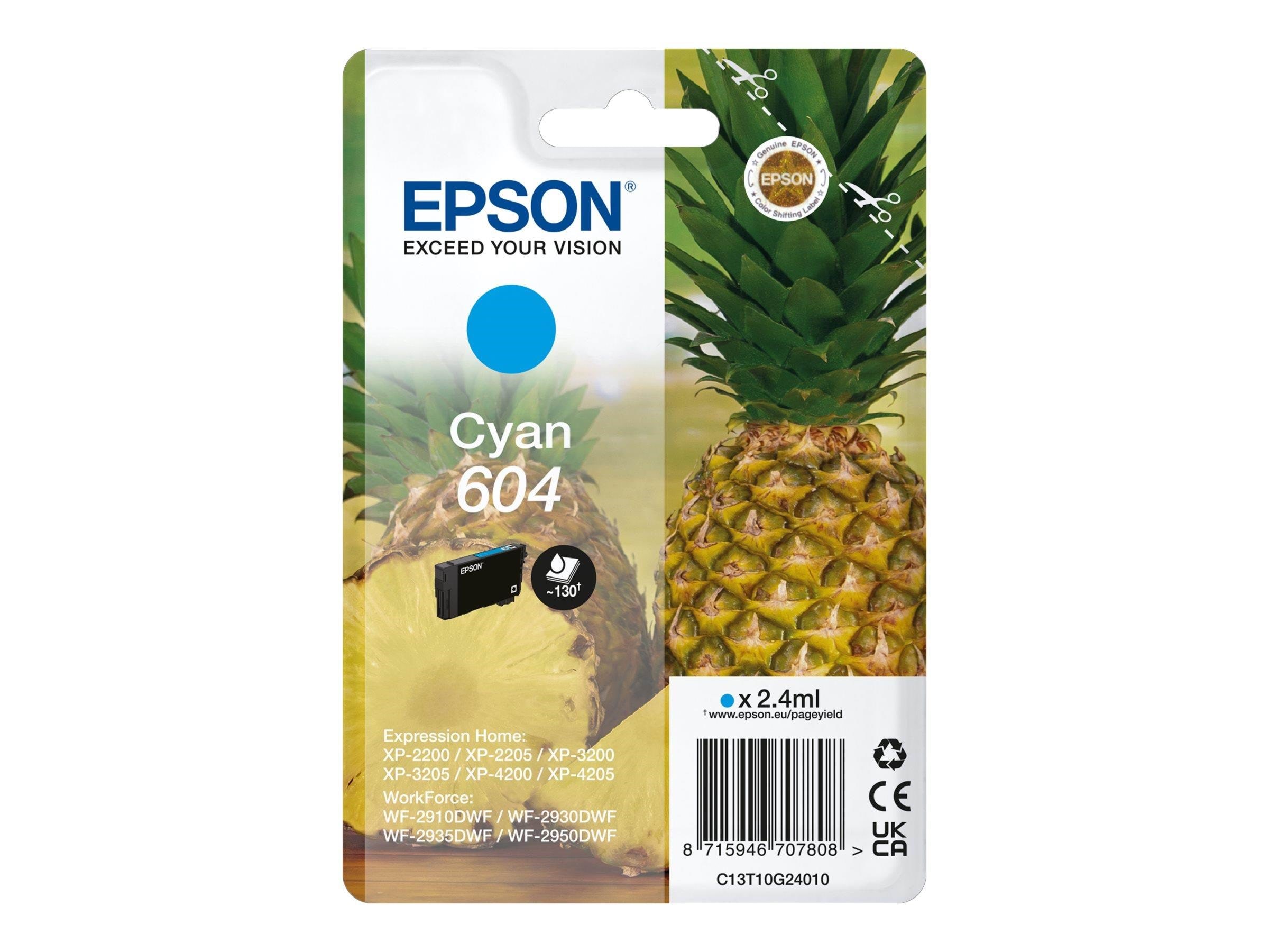 Epson 604 - Cyan - Original - Ink Cartridge - Druckerzubehoer Tinte Toner C13t10g24020