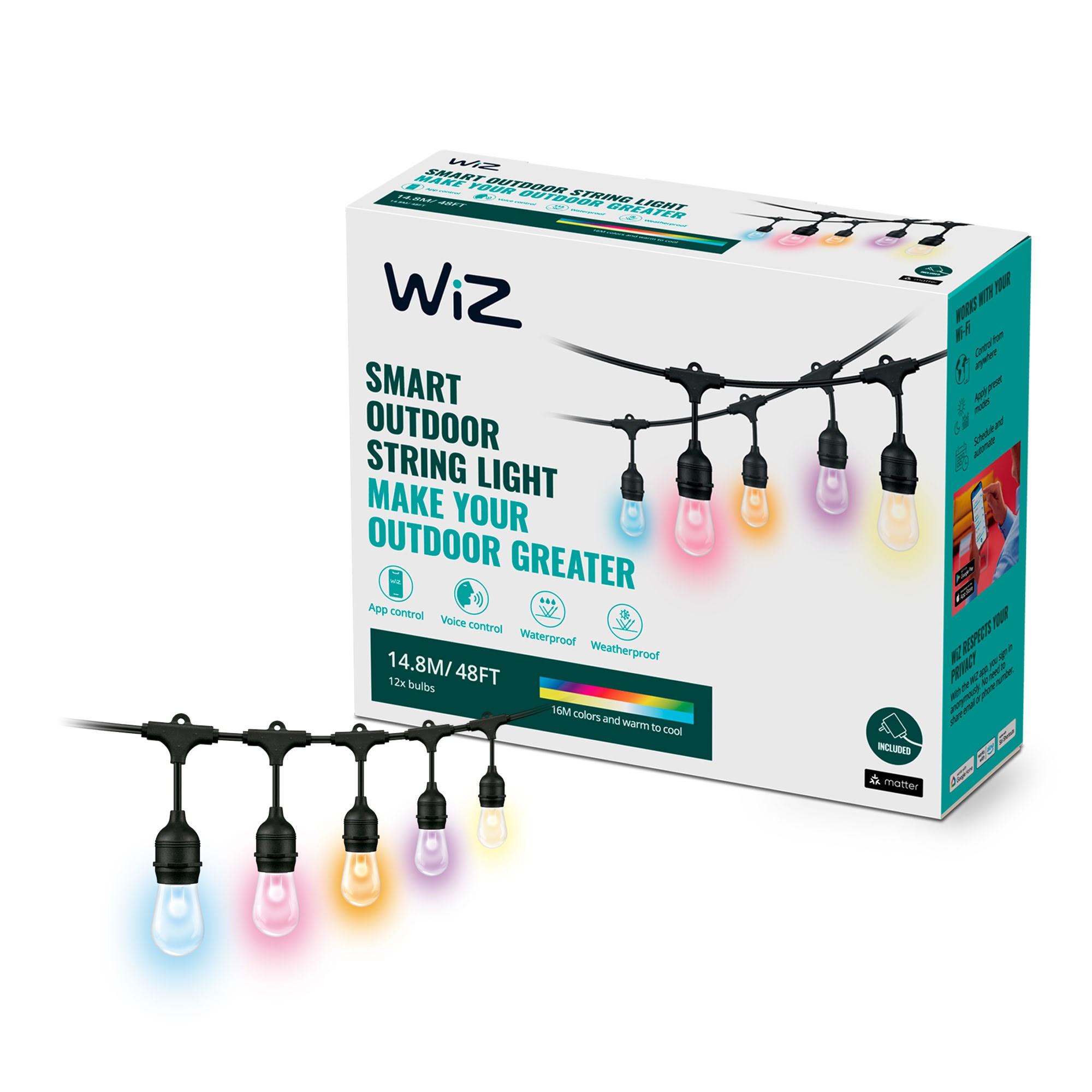 Wiz Lichterkette - Led x 12 - Rgb - Schwarz - Smart Home