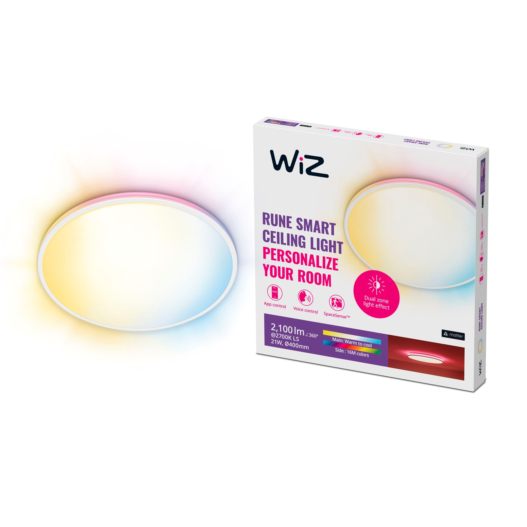 Wiz Rune Deckenlampe - 21 W - Full-color - Weiß - Smart Home
