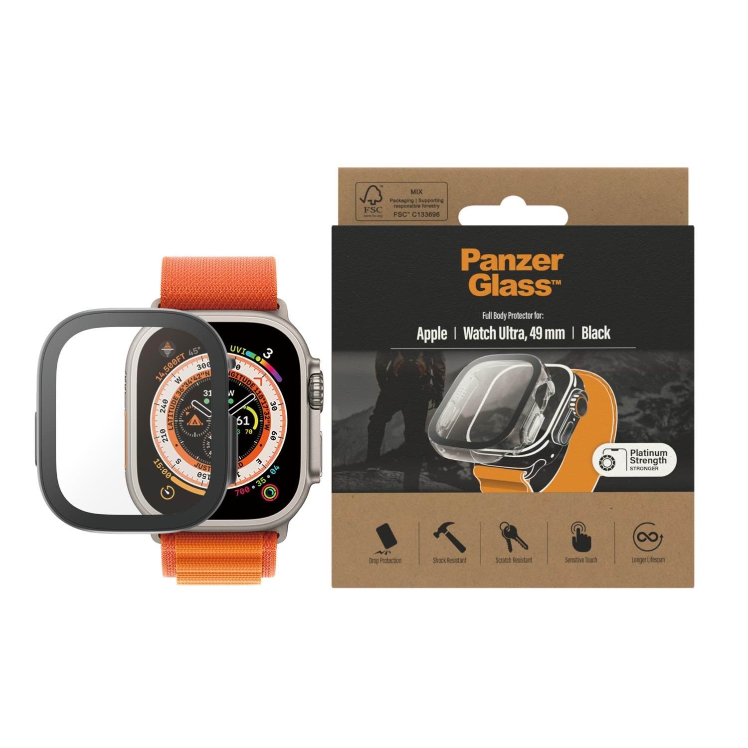 Panzerglass Screen Protector Full Body Apple Watch Ultra 2 | Ultra 49mm | Black - Smartwatch Accessories