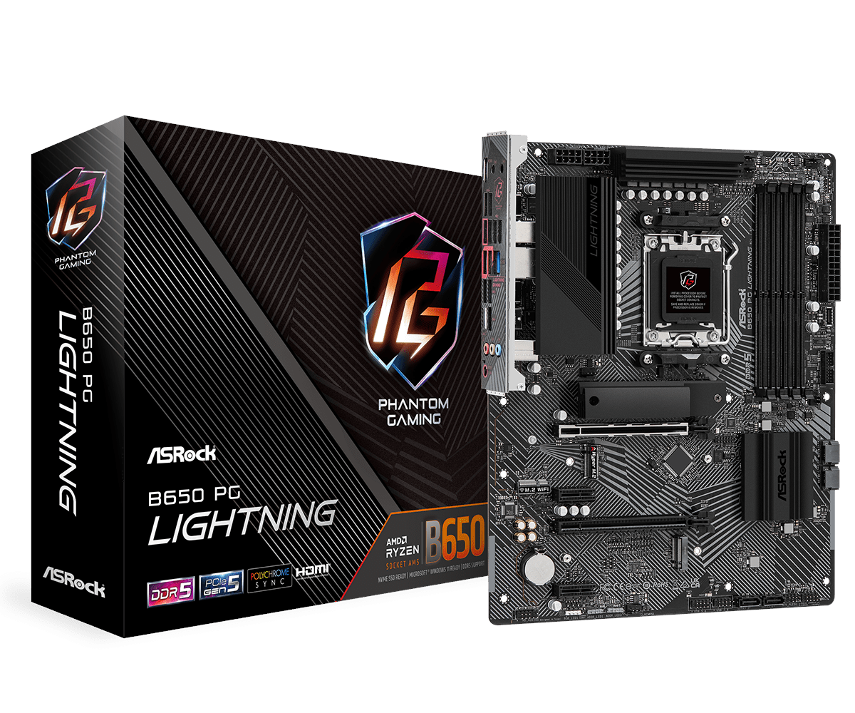 Asrock B650 PG Lightning Mainboard - Amd B650 - Amd Am5 - Ddr5 Ram - Atx 90-mxbk20-a0uayz