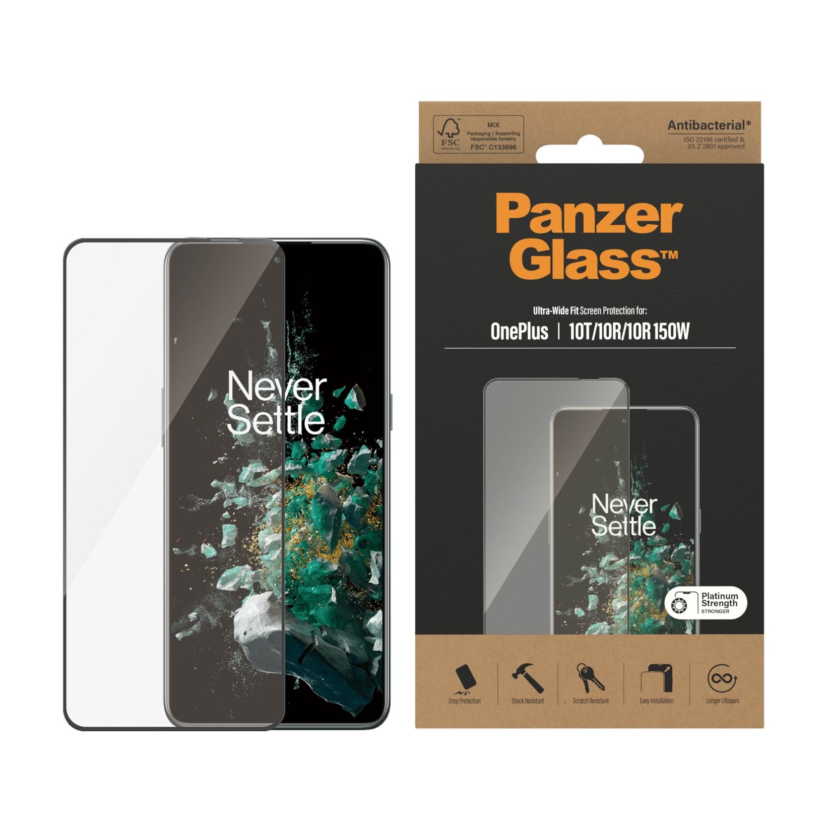 Panzerglass Screen Protector Oneplus 10t | 10r | 10r | 150w | Ultra-wide Fit | Black - Handys Schutzfolie Panzer7027