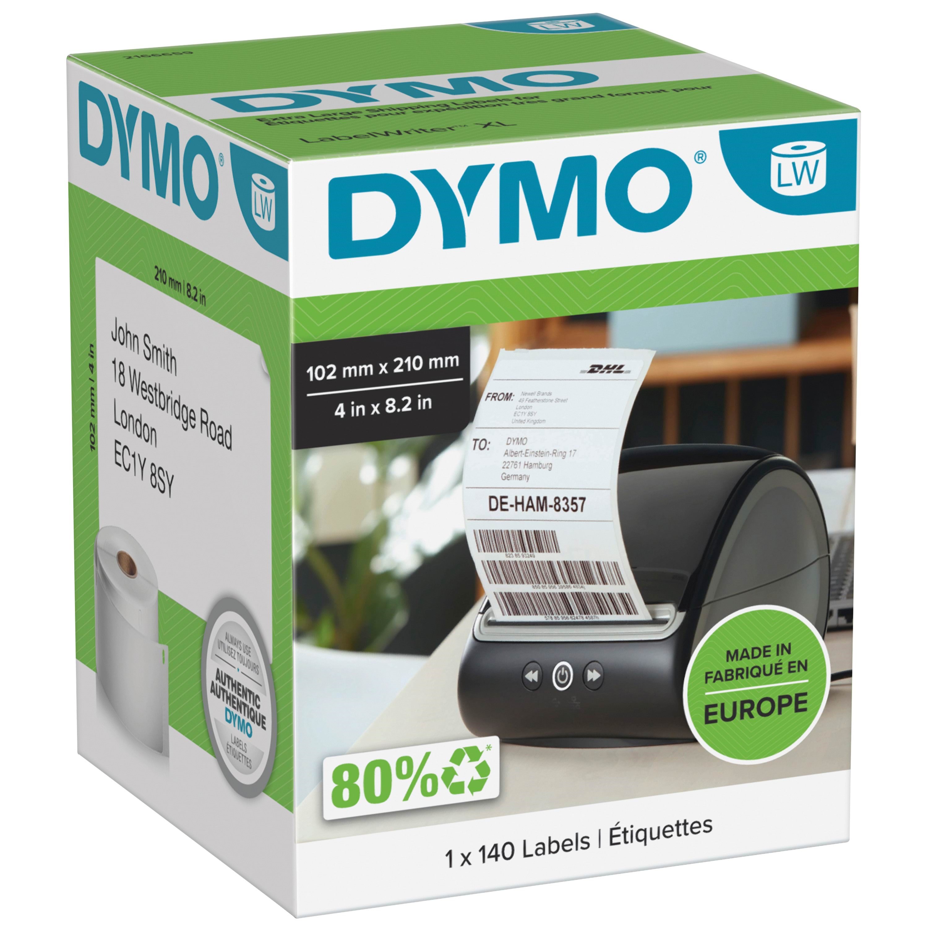 Dymo Labelwriter Dhl Versandetiketten Für Labelwriter 5xl/4xl-etikettendrucker | 102 mm x 210 mm | Rolle Mit 140etiketten | Selbstklebend - Papier 