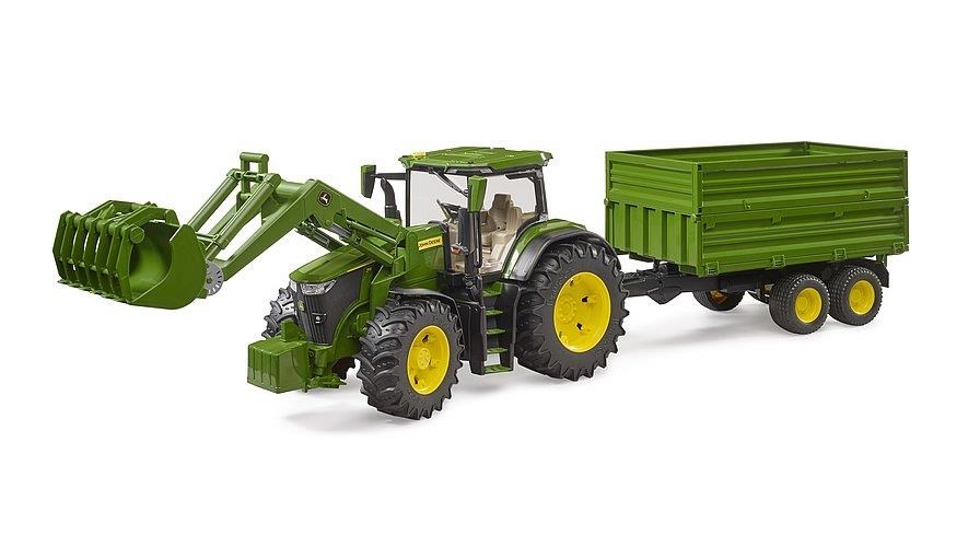 Bruder John Deere 7R 350 With Frontloader And Tandemaxle Tipping Trailer - Spielzeugauto Br3155