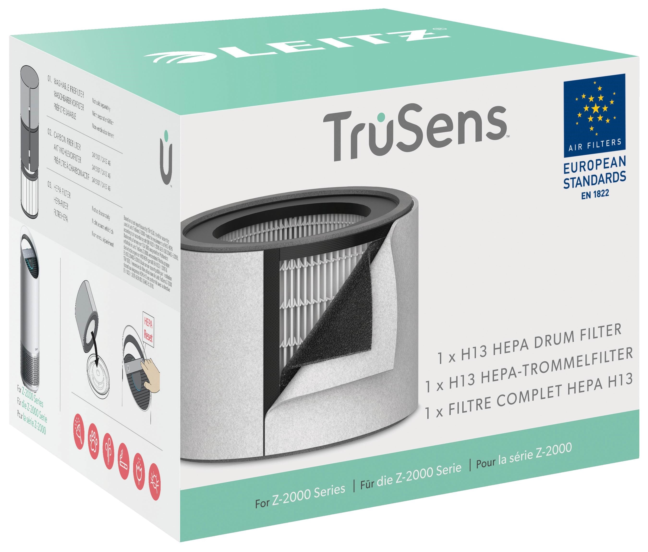 Leitz Ersatz-3-in-1 H13 Hepa-filter Für Trusens Z-2000 Mittelgroßer Luftreiniger - Staubsauger Zubehoer 2415142