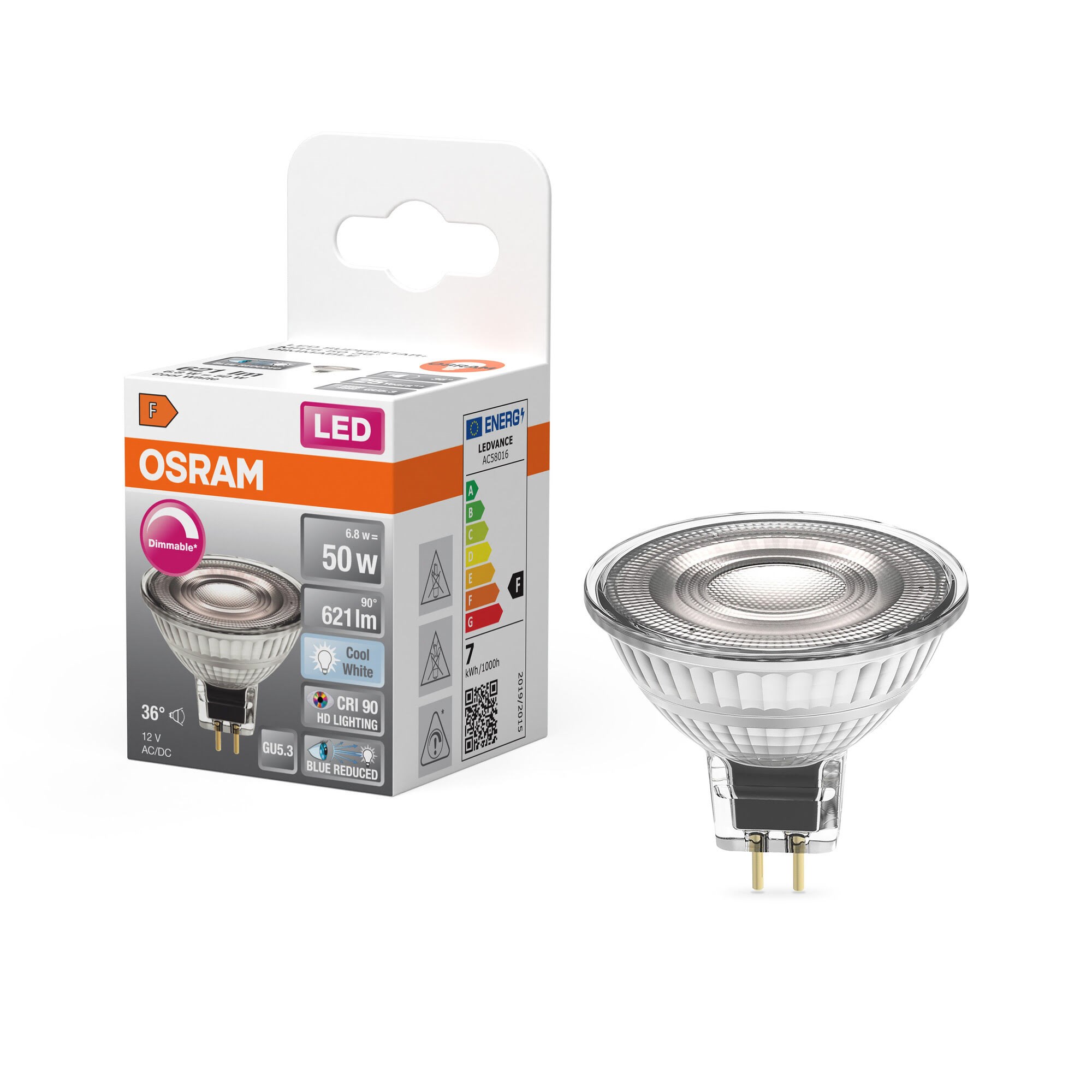 Osram Led-lampe Led Comfort Mr16 36° 621lm 8w/940 (50w) Gu5.3 Dimmable Gu5.3 - Led Birnen 4058075613263
