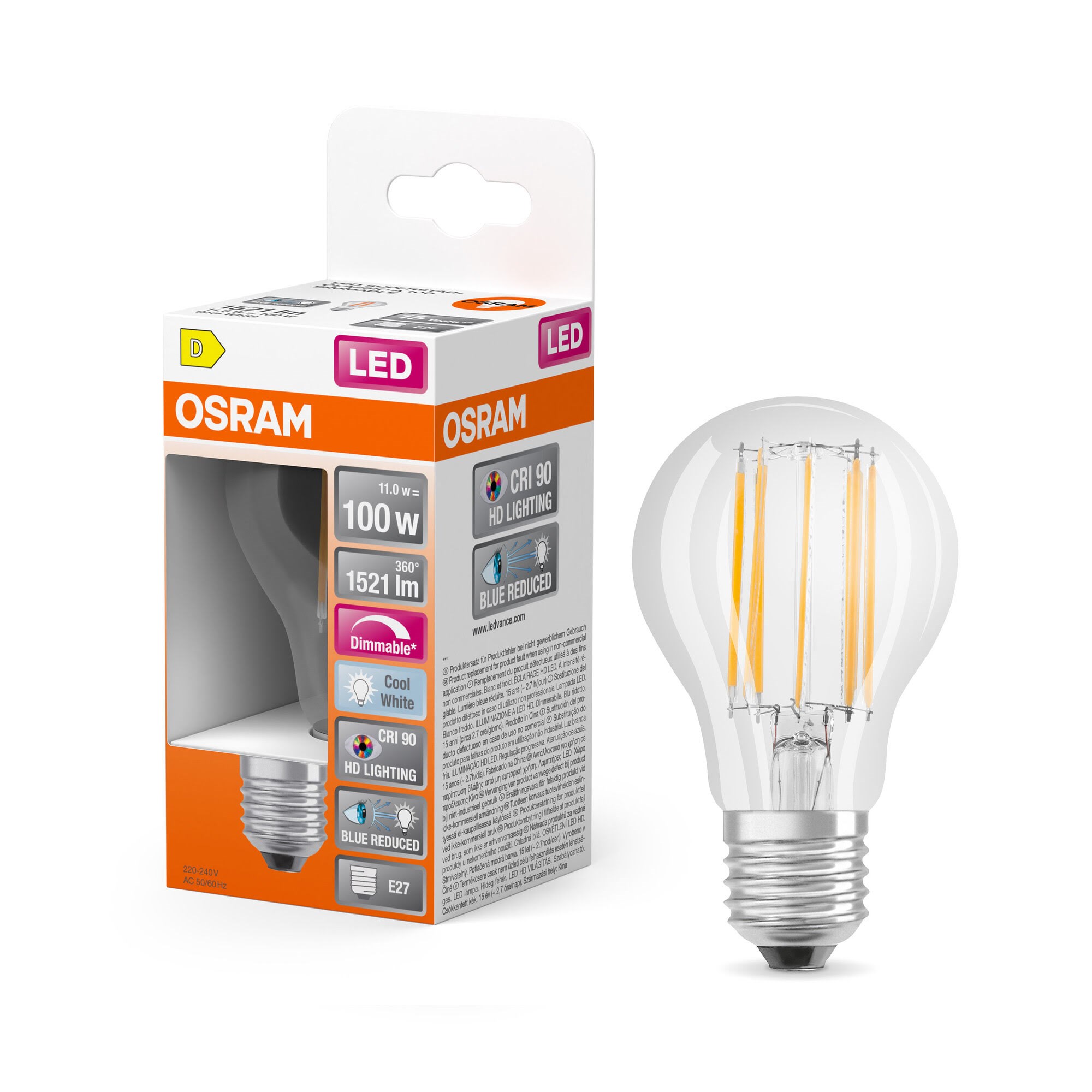 Osram Led-lampe Led Comfort Standard Filament 1521lm 11w/940 (100w) E27 Dimmable E27 - Led Birnen