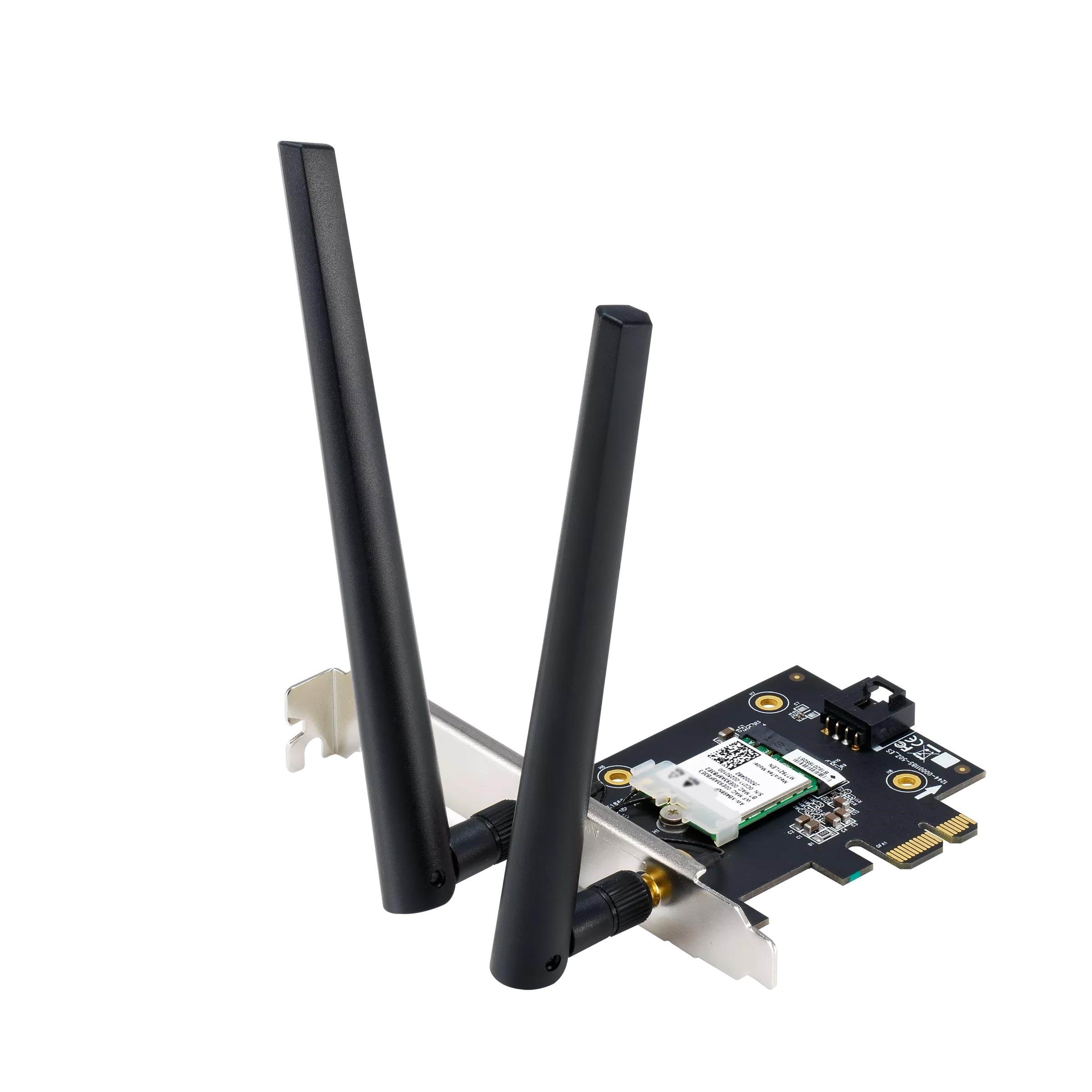 Asus Pce-axe5400 Wifi 6E Pci-e Adapter With 2 External Antennas. Supporting 6ghz Band 160mhz Bluetooth 5.2 Wpa3 Network Security Ofdma And Mu-mimo - 