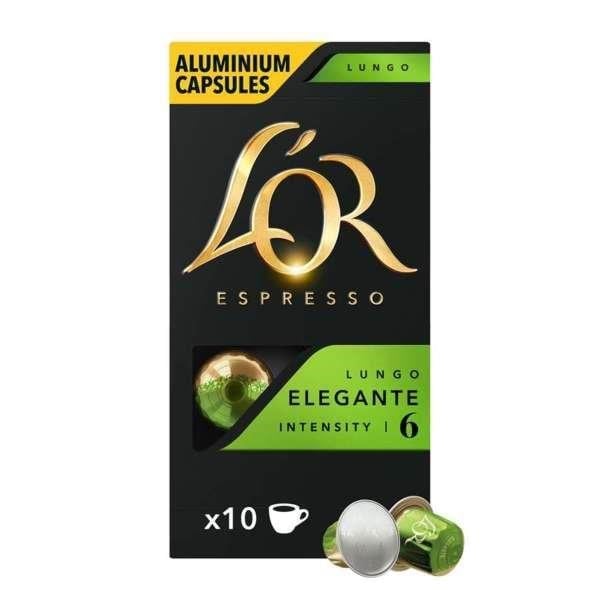 L'or Capsules Espresso Lungo Elegante - 10 Pcs - Kaffeezubereitung Schwarz 4028596