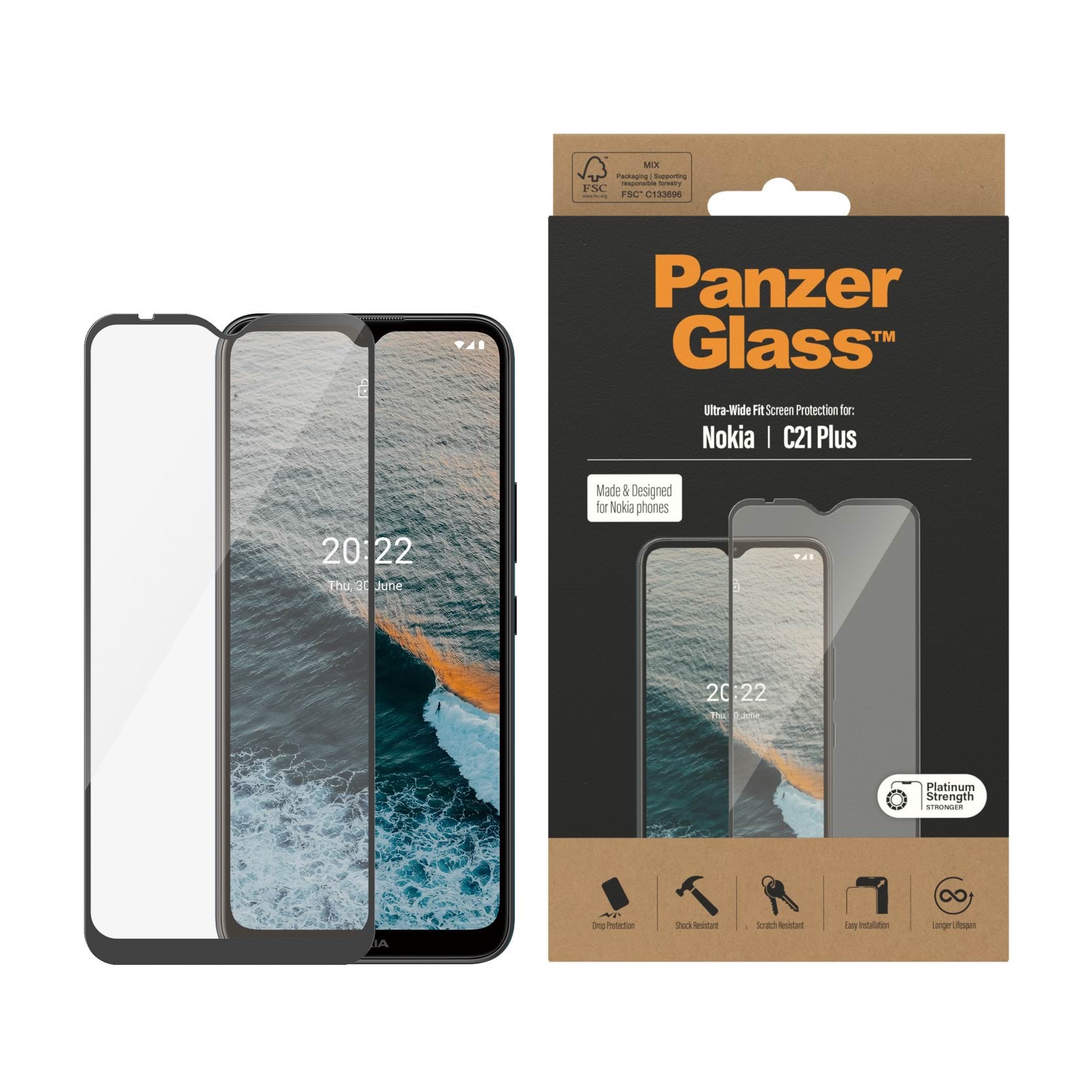 Panzerglass Screen Protector Nokia C21+ | Ultra-wide Fit - Handys Schutzfolie Panzer6795