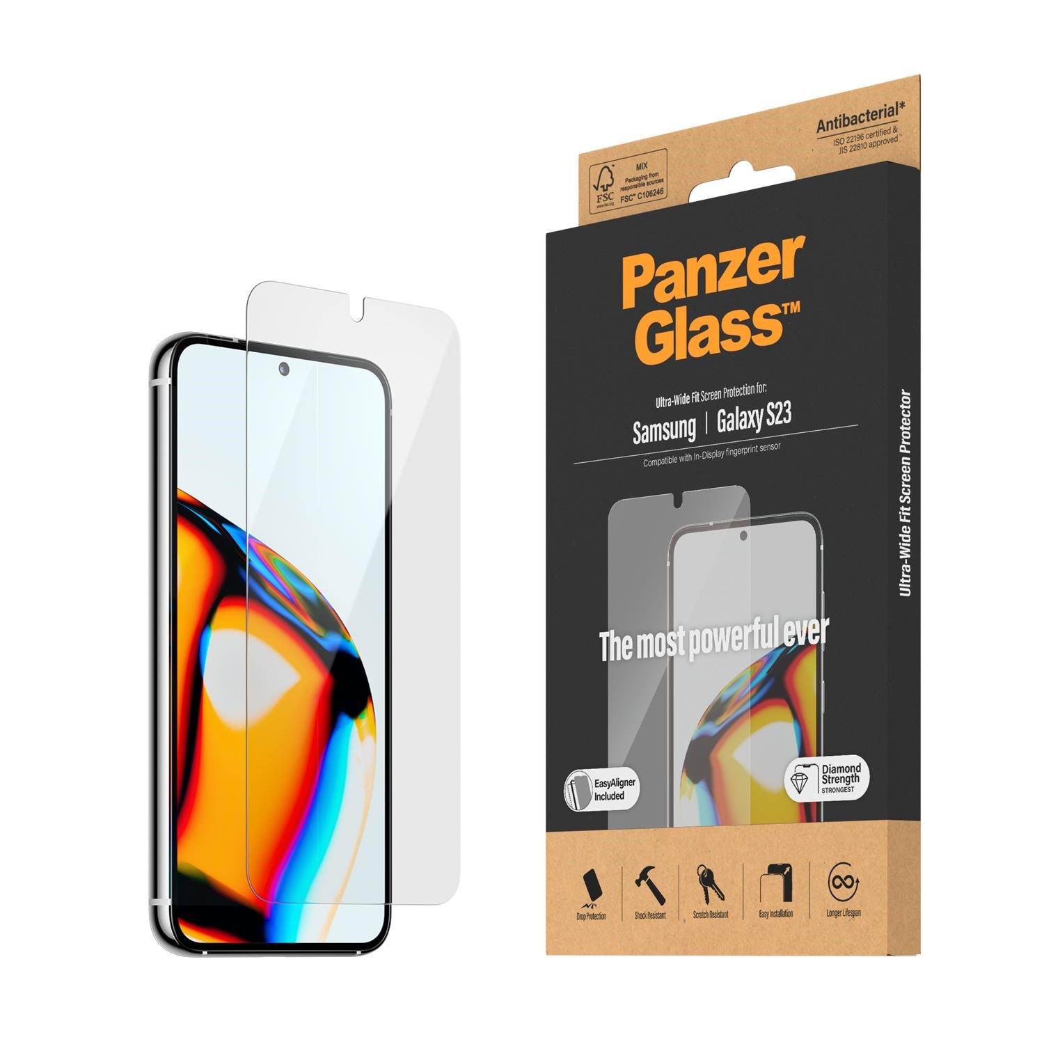 Panzerglass Screen Protector Samsung Galaxy S23 | Ultra-wide Fit w. Easyaligner - Handys Schutzfolie