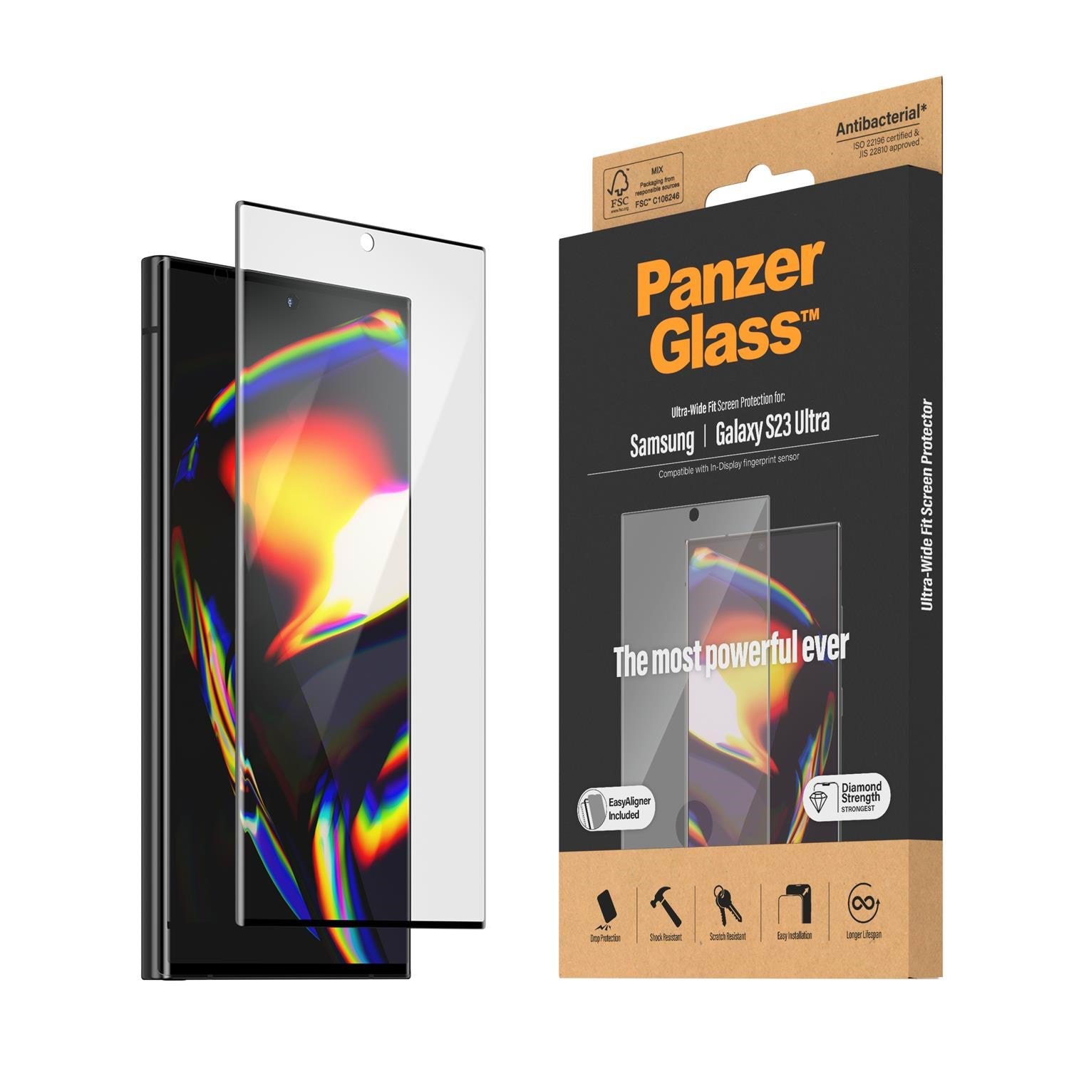 Panzerglass Screen Protector Samsung Galaxy S23 Ultra | Ultra-wide Fit w. Easyaligner - Handys Schutzfolie