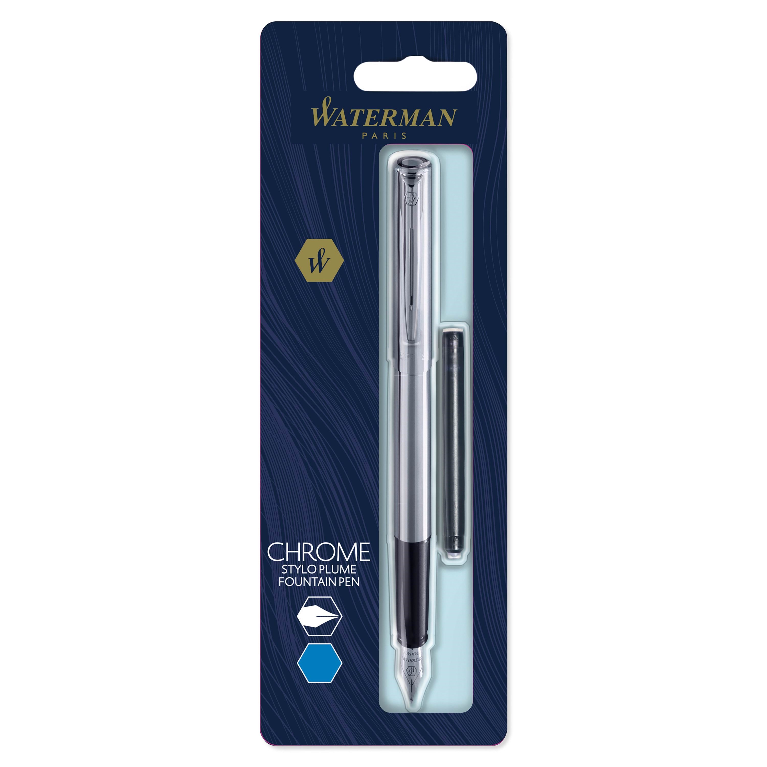 Waterman Allure Füllfederhalter | Edelstahl | Feine Feder | Blaue Tinte - Utensilien Zum Schreiben Und Zeichnen S0174956