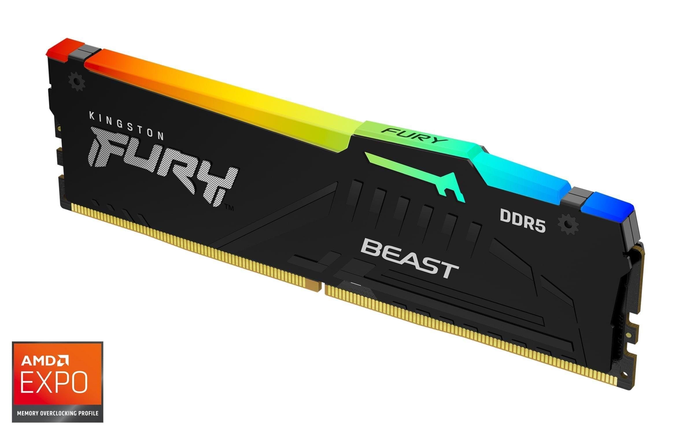 Kingston Fury Beast Rgb Ddr5-5600 - 8gb - Cl36 - Single Channel (1 Pcs) - Amd Expo & Intel Xmp - Schwarz Mit Rgb - Ram Kf556c36bbea-8