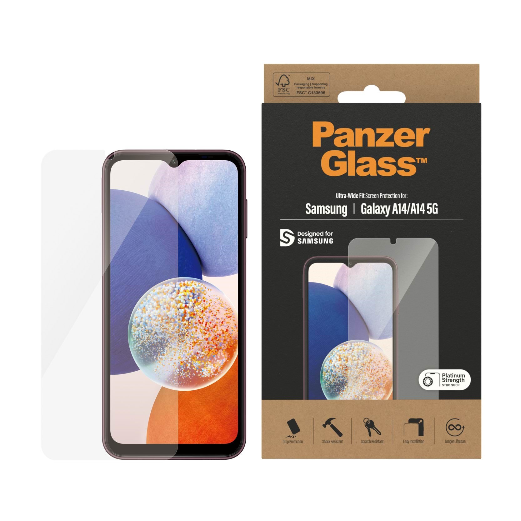 Panzerglass Screen Protector Samsung Galaxy A14 | A14 5G | Ultra-wide Fit - Handys Schutzfolie