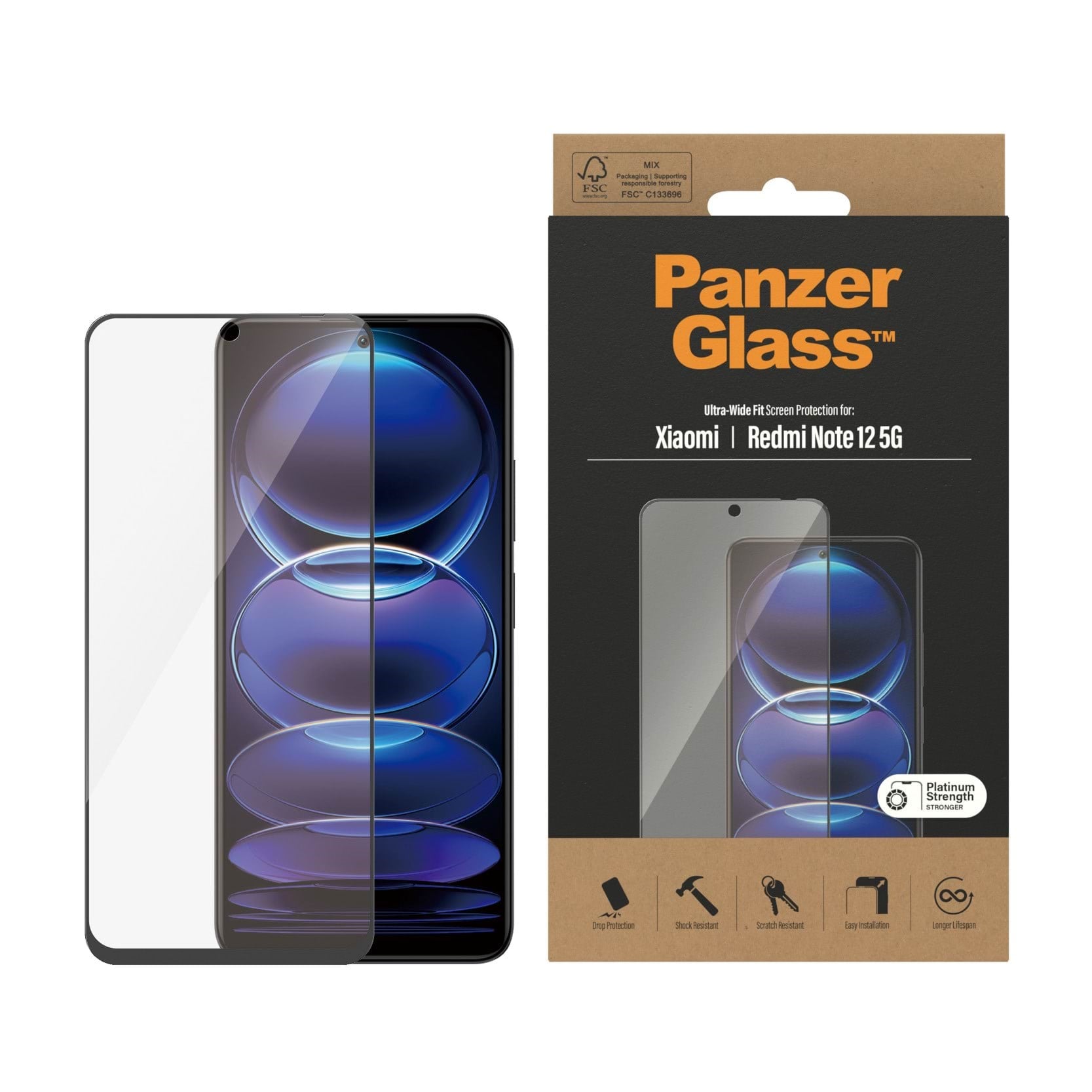 Panzerglass Screen Protector Xiaomi Redmi Note 12 5G | 12 4G | Ultra-wide Fit - Handys Schutzfolie