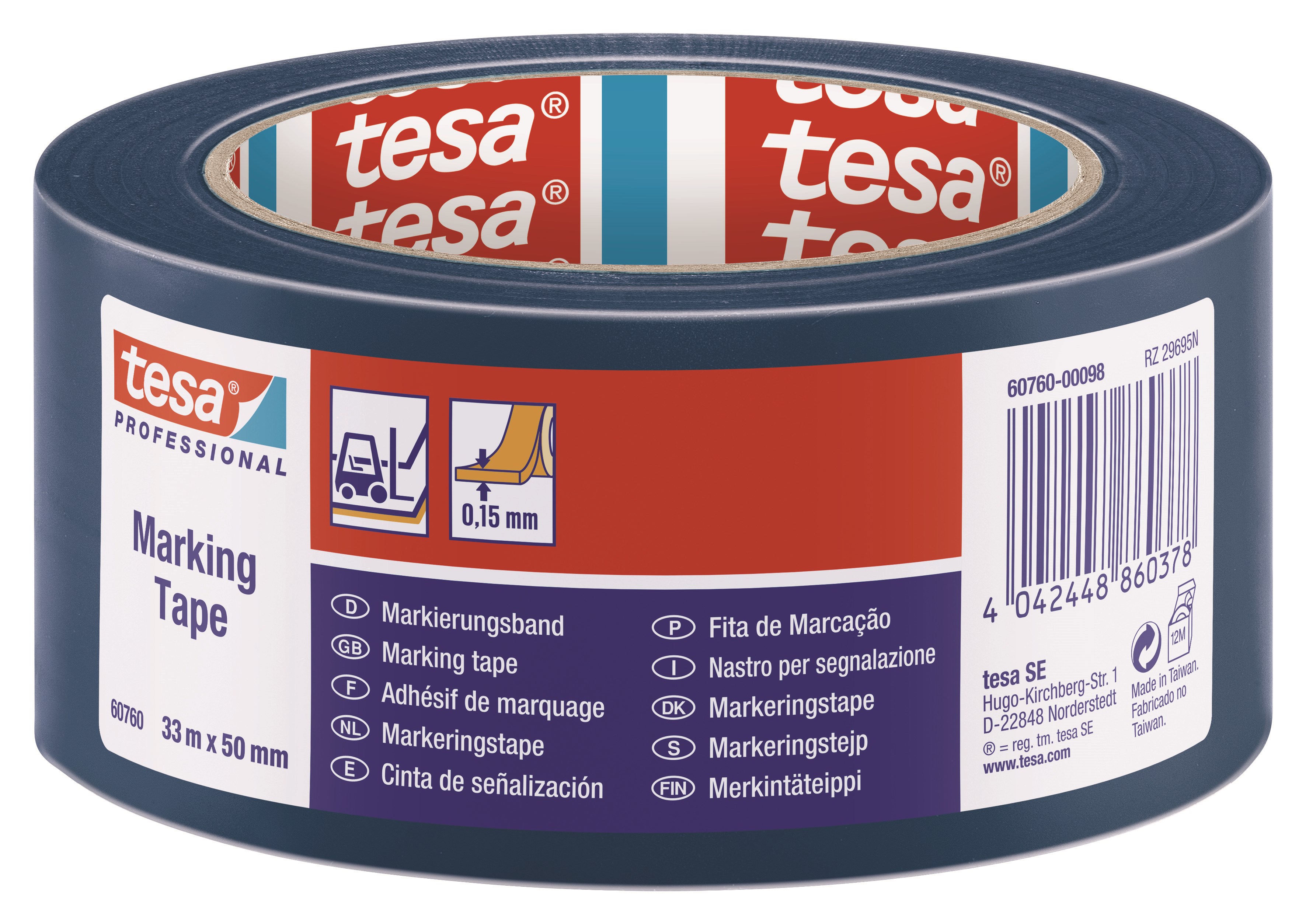 Tesa Floor Marking Tape 33m x 50m Blue - Klebeband Und Kleber 60760-00098-15