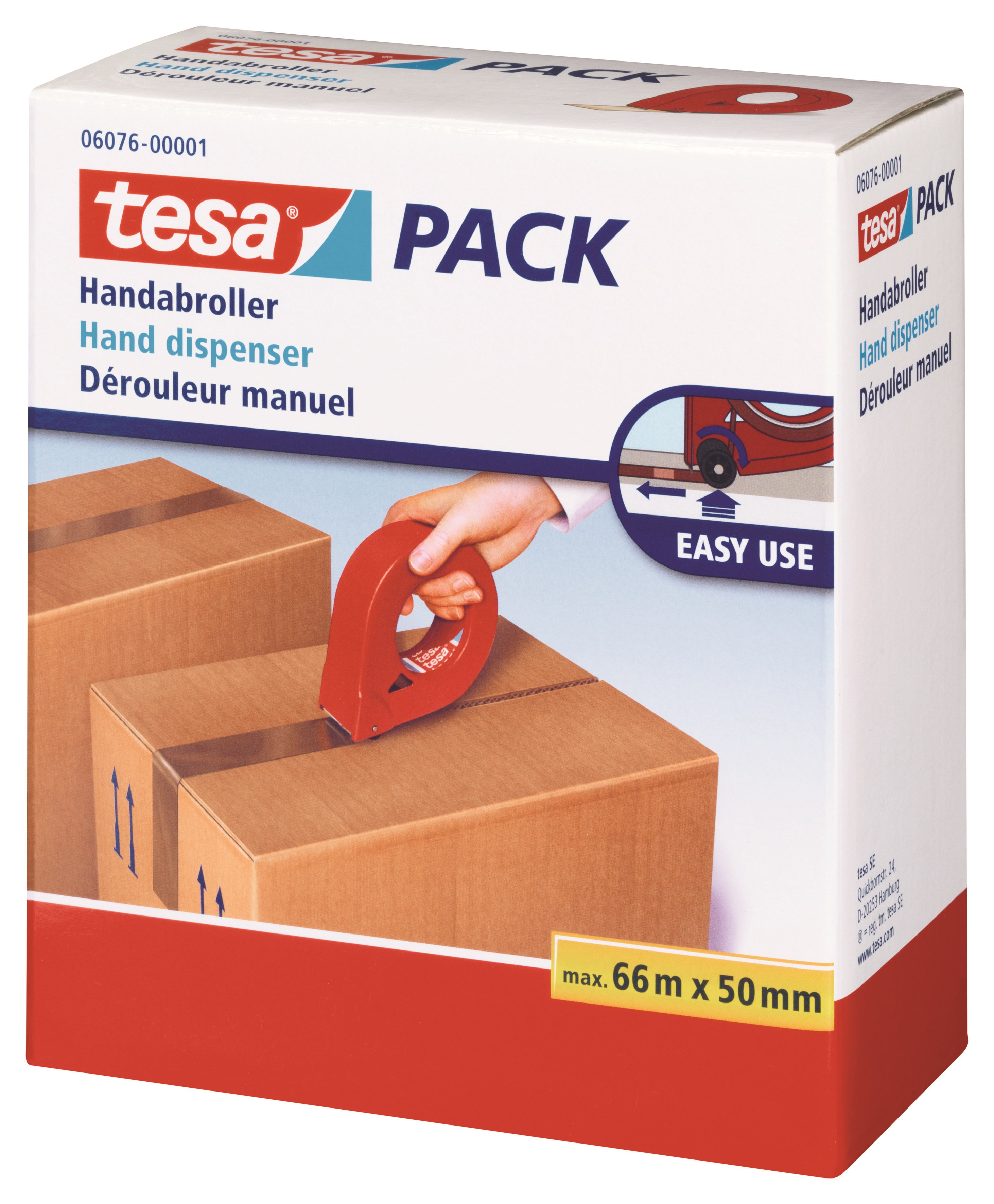 Tesa Hand Dispenser For Packaging Tape 50mm Red - Klebeband Und Kleber