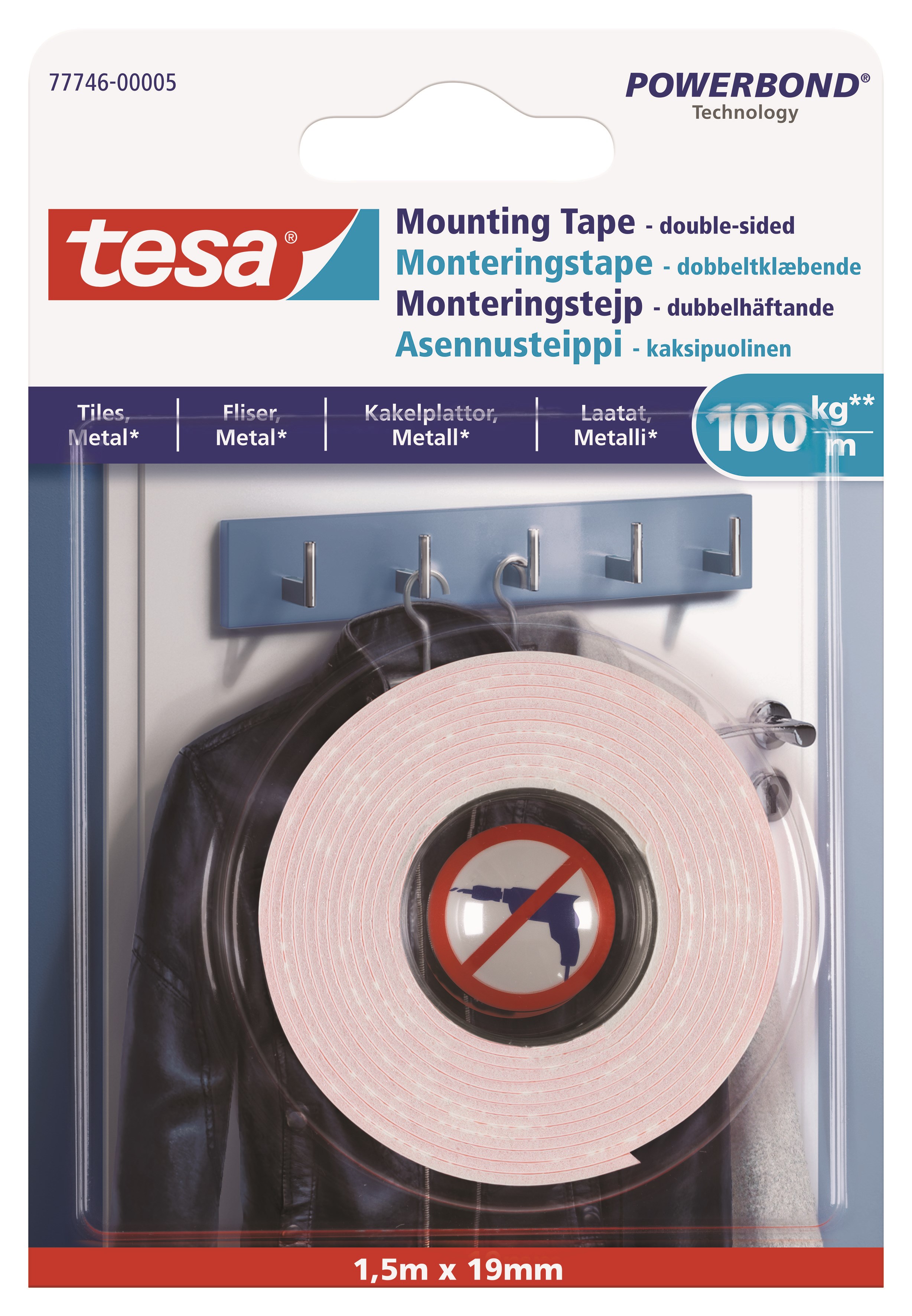 Tesa Powerbond Mounting Tape Ultra Strong 1.5m x 19mm - Klebeband Und Kleber