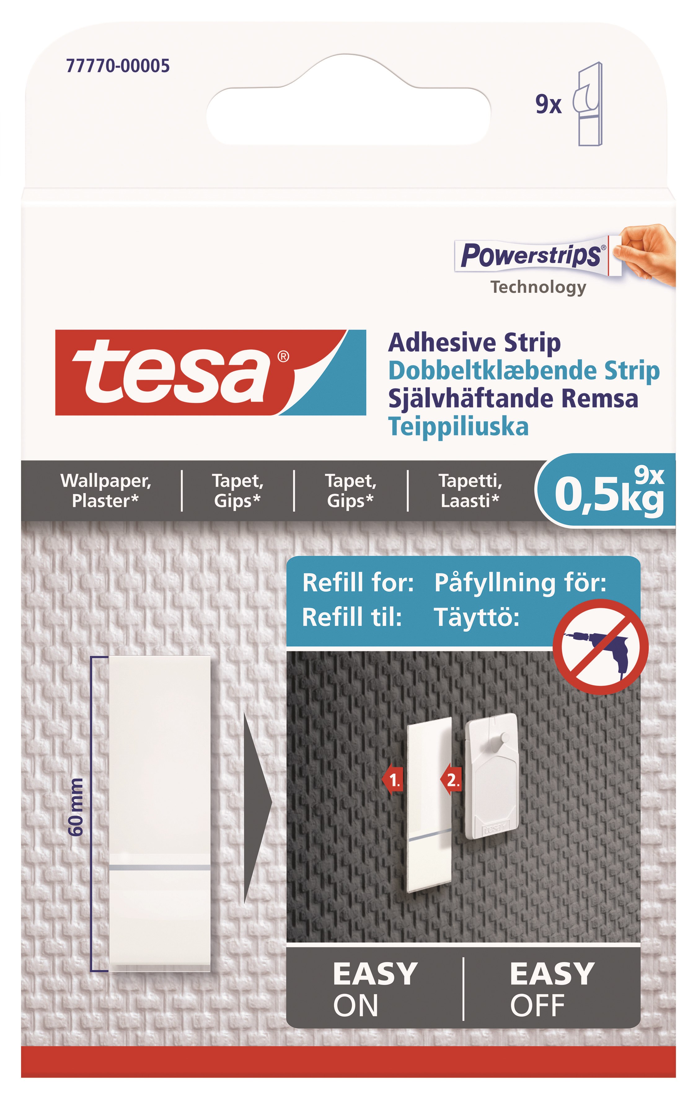Tesa Powerstrips Refill 0.5kg Wallpaper - Kleiderbuegel Und Haken 77770-00005-20