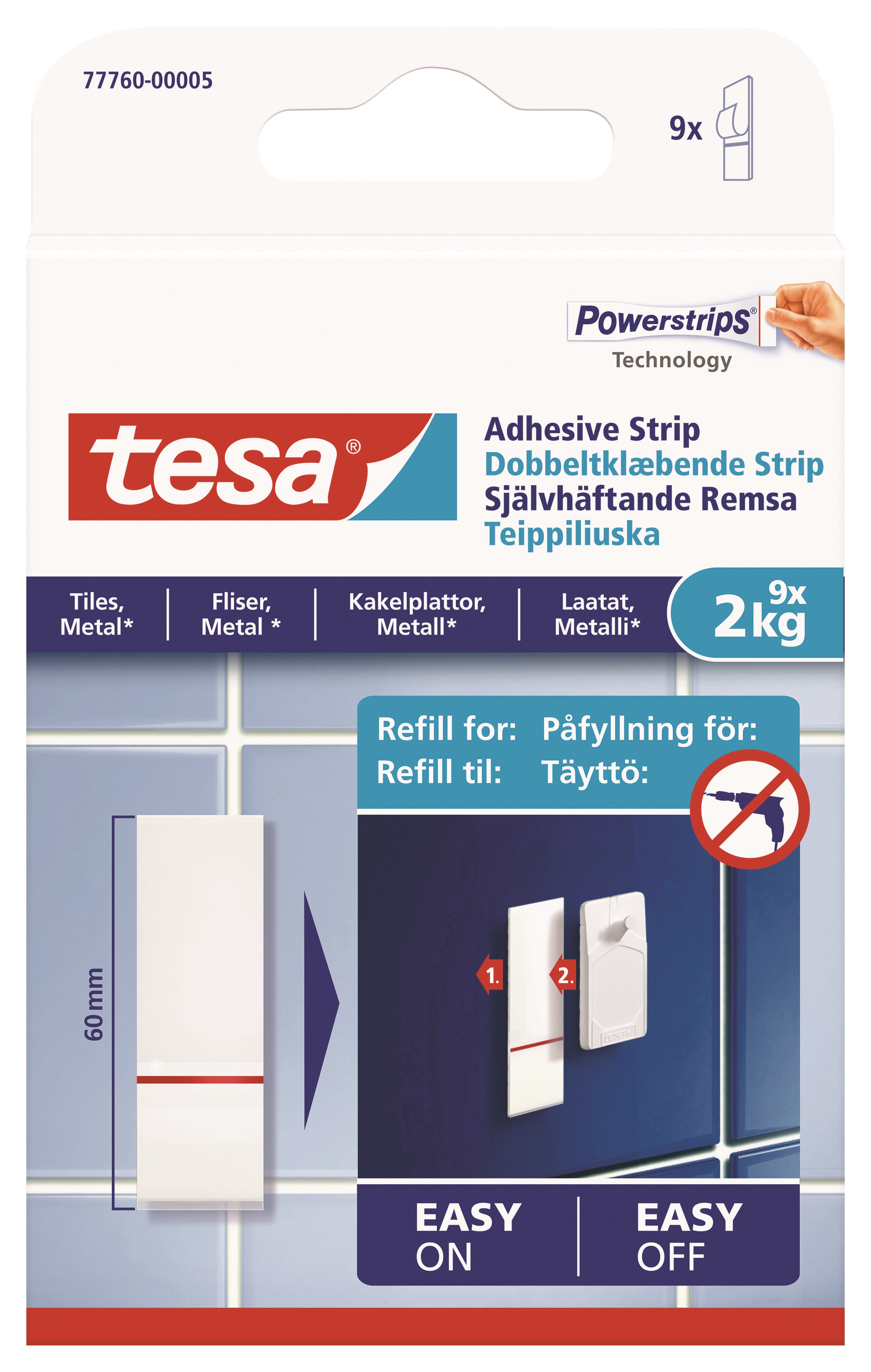 Tesa Powerstrips Refill 2kg Tiles - Kleiderbuegel Und Haken