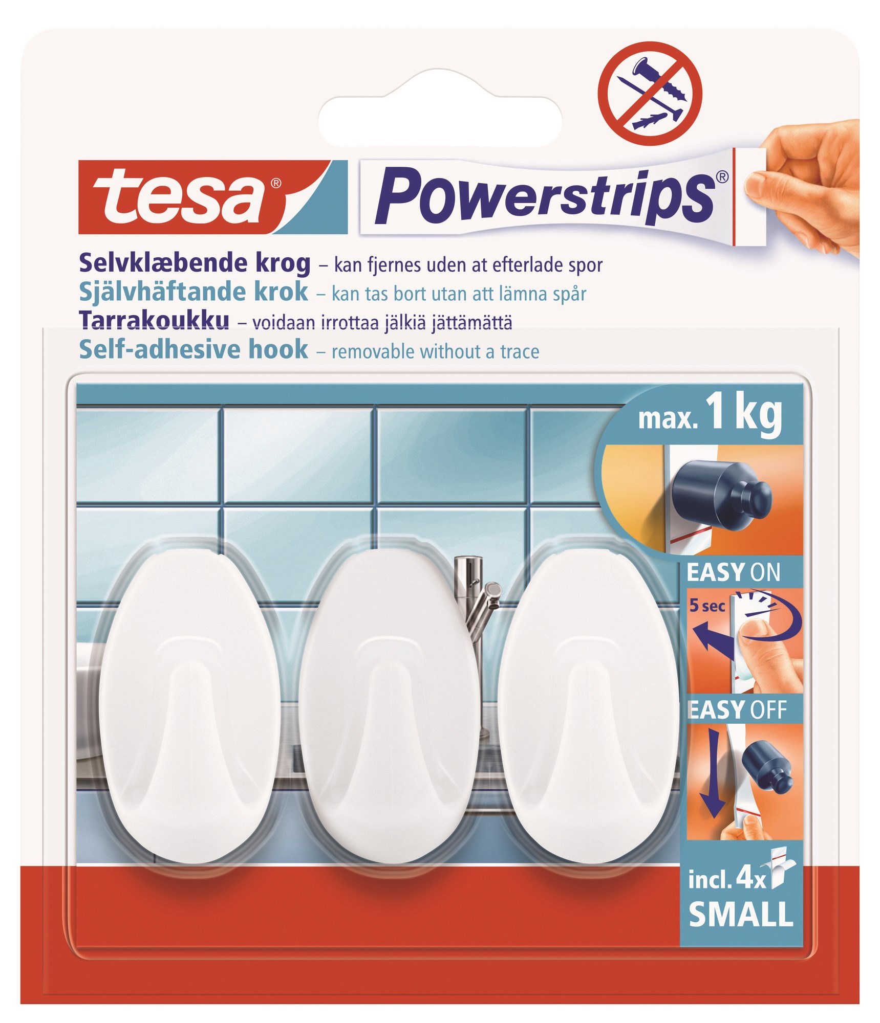 Tesa Powerstrips Hooks Small Oval Self-adhesive White - Badezimmerzubehoer