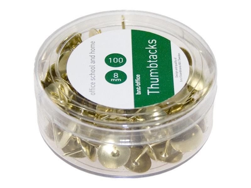 b.n.T/office Thumbtacks - 8 mm Head Diameter - Gold - Pack of 100 - Schreibtischzubehoer 746500