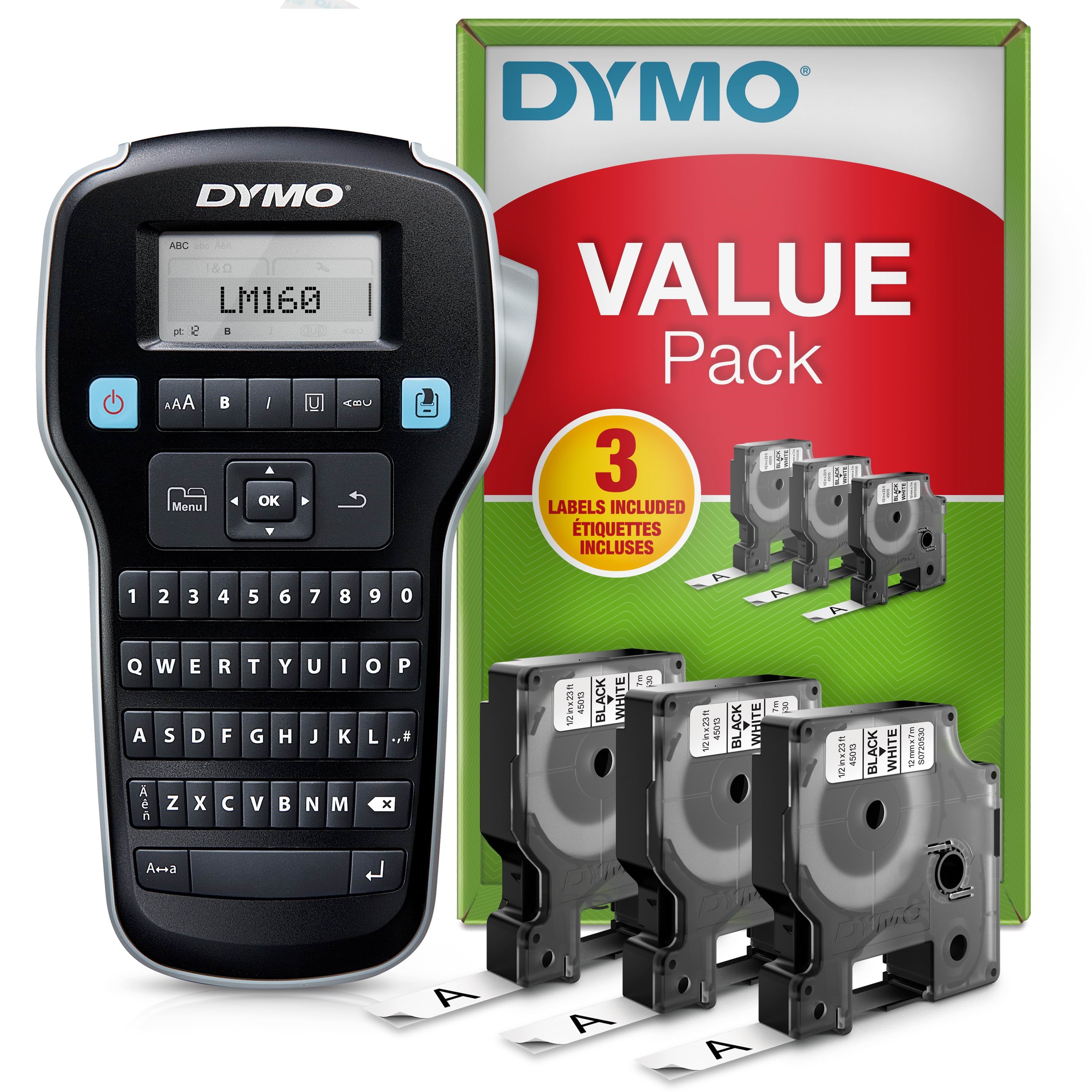 Dymo Labelmanager 160 Etikettendrucker-starterkit | Mit 3 Rollen Dymo D1 Label Tape - Label Drucker