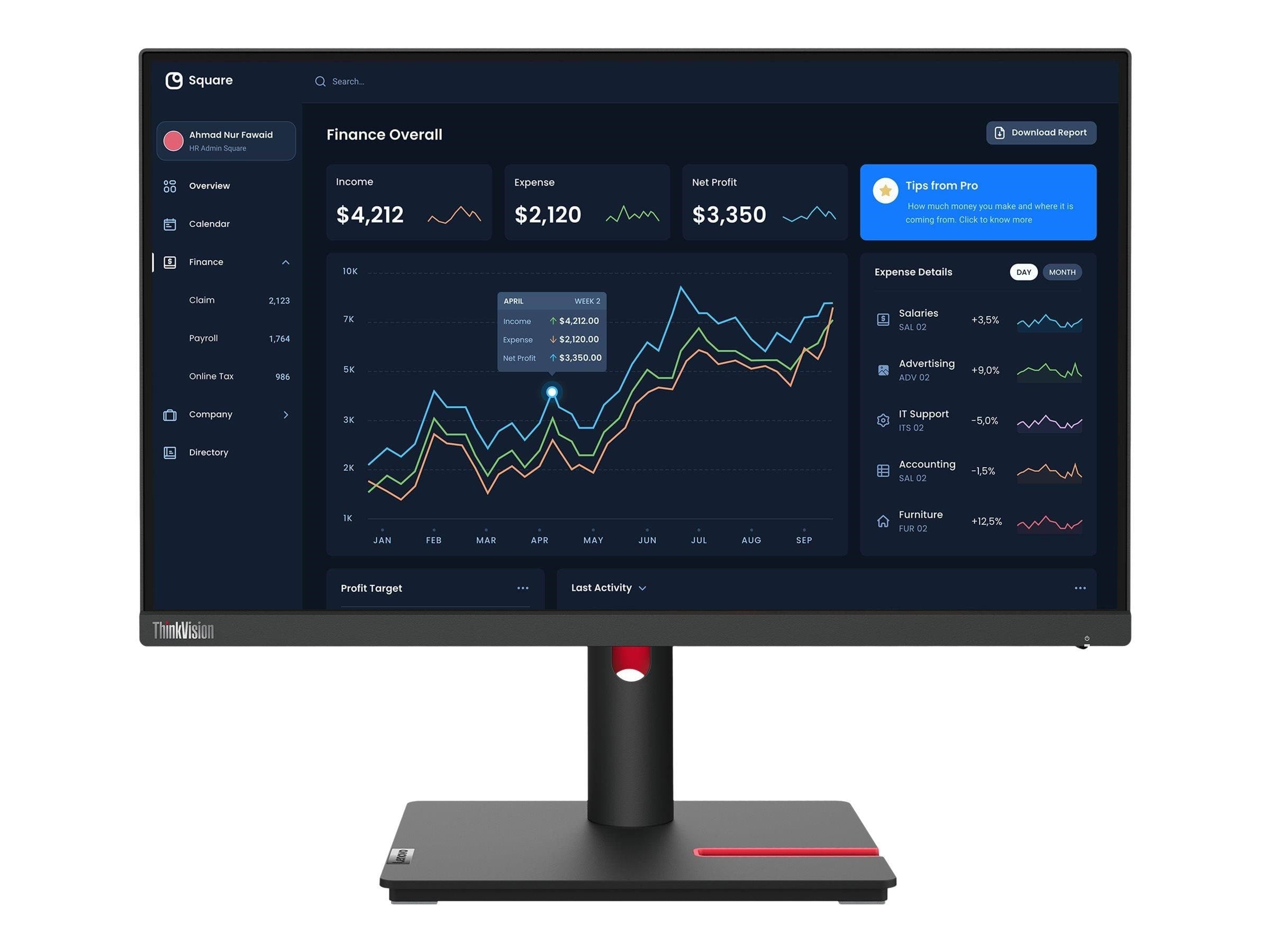21" Lenovo Thinkvision T22i-30 - 1920x1080 (Fhd) - 60hz - Ips - Bildschirm