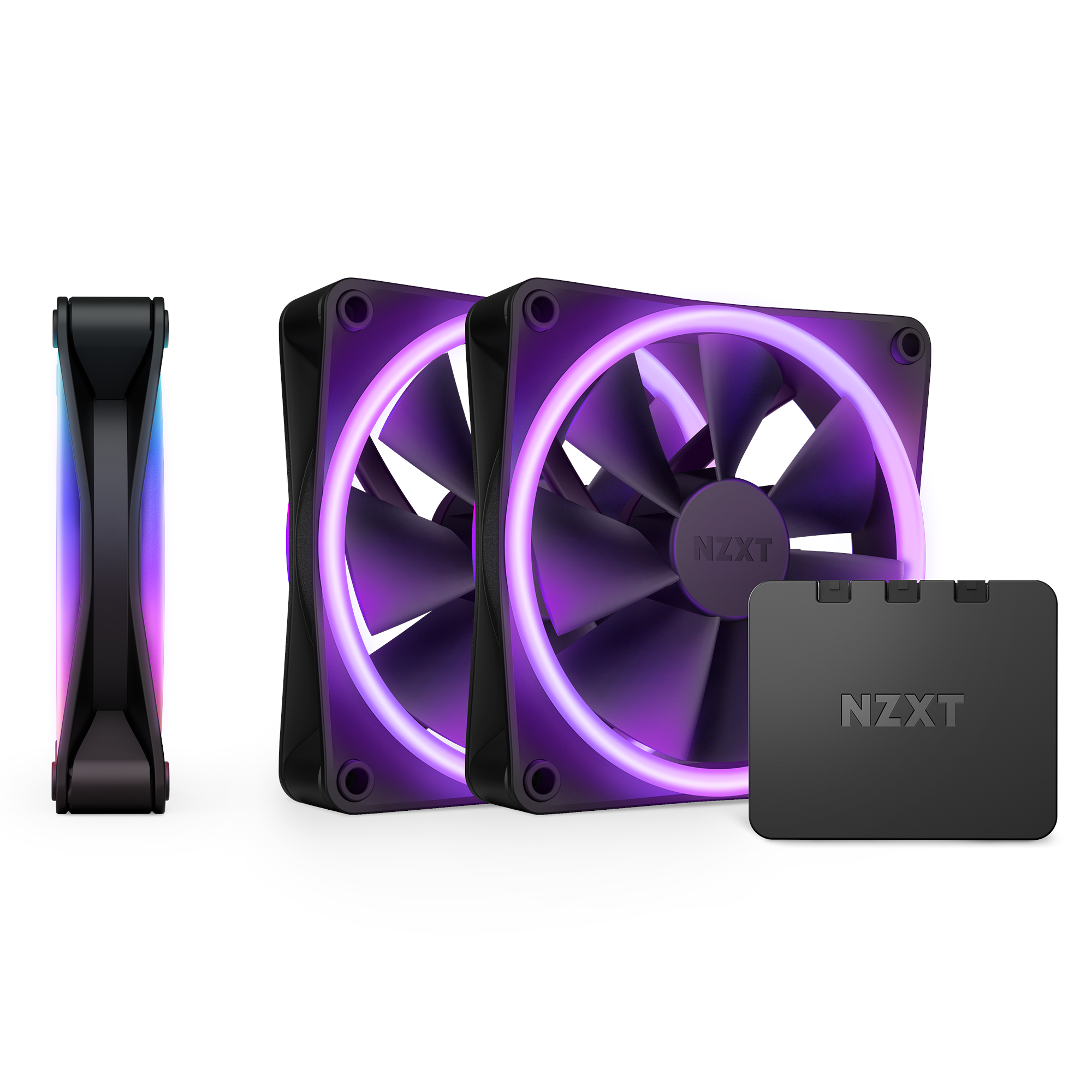 Nzxt F120 Rgb Duo 3-pack & Rgb Controller - Black - Gehäuselüfter - 120mm - Schwarz Mit Rgb Led - 29 Dba - Gehaeuseluefter Rf-d12tf-b1