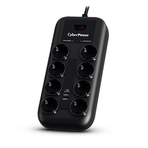 Cyberpower P0820suf0-de - 8-port Surge Protection (With 2x Usb-a Ports) - Stromkabel Extern Schwarz