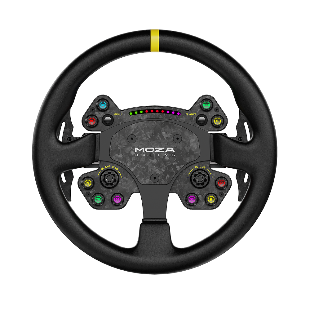 Moza Racing RS V2 Steering Wheel Round - Leather (33 cm) - Wireless Lenkrad - PC - Gaming Zubehoer