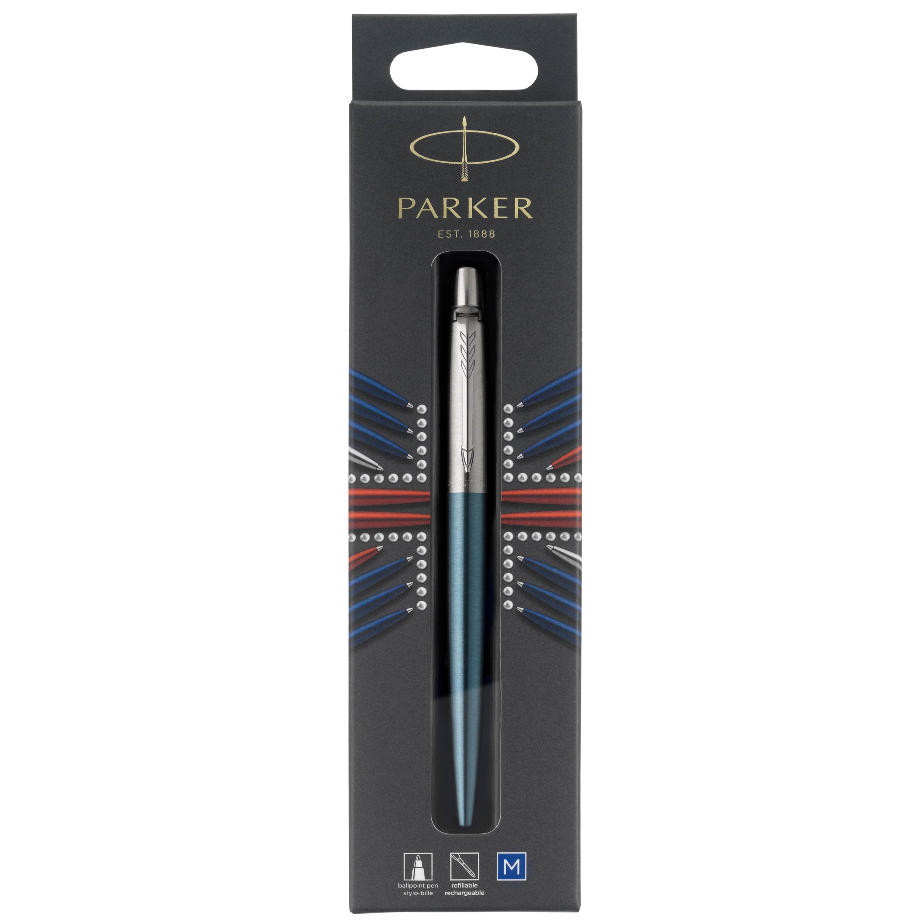 Parker Jotter Kugelschreiber | Waterloo Blue | Mittlere Spitze | Blaue Tinte | Blister-verpackung - Utensilien Zum Schreiben Und Zeichnen 1953245