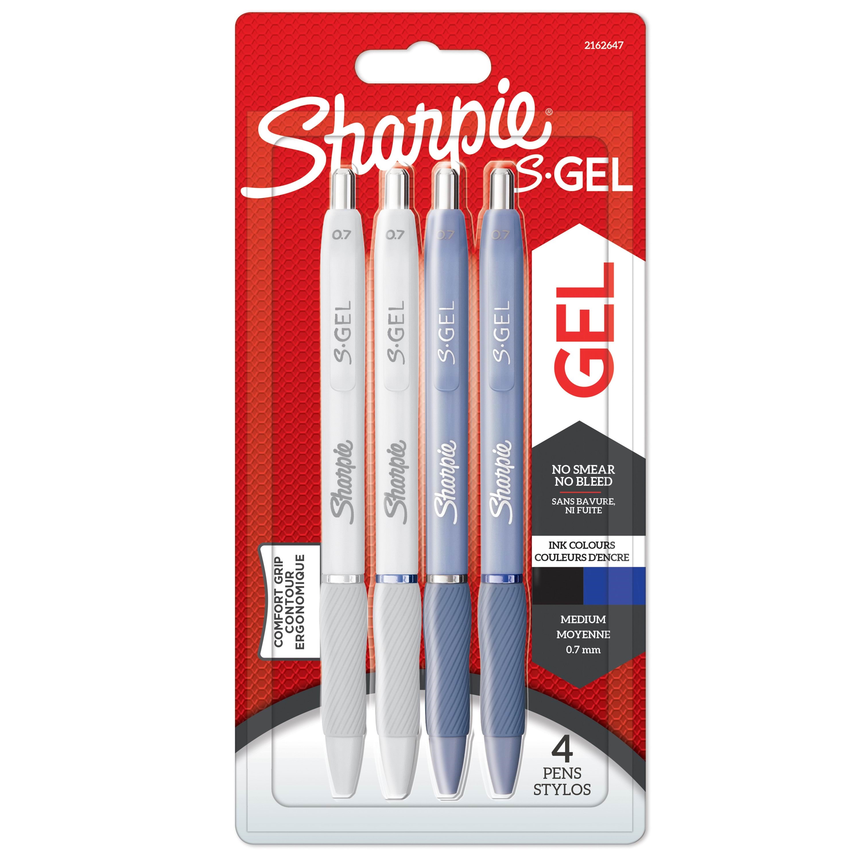 Sharpie S-gel | Gelschreiber | Mittlere Spitze (0,7mm) | Schäfte in Eisblau Und Perlweiß | Schwarze Und Blaue Tinte | 4stück - Utensilien Zum 