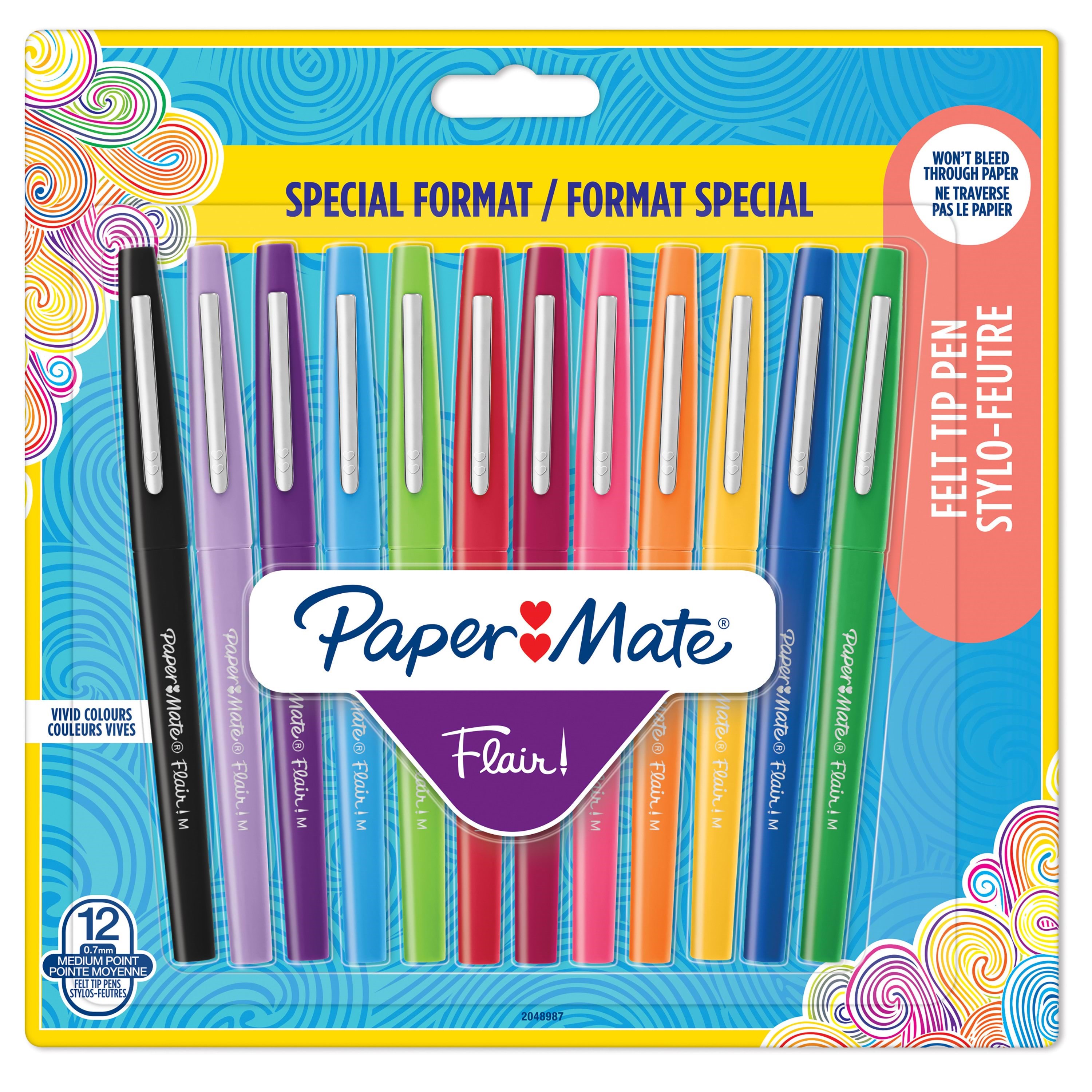 Paper Mate Flair Filzstifte | Mittlere Spitze (0,7mm) | Gemischte Farben | 12 Stück - Utensilien Zum Schreiben Und Zeichnen 2048987