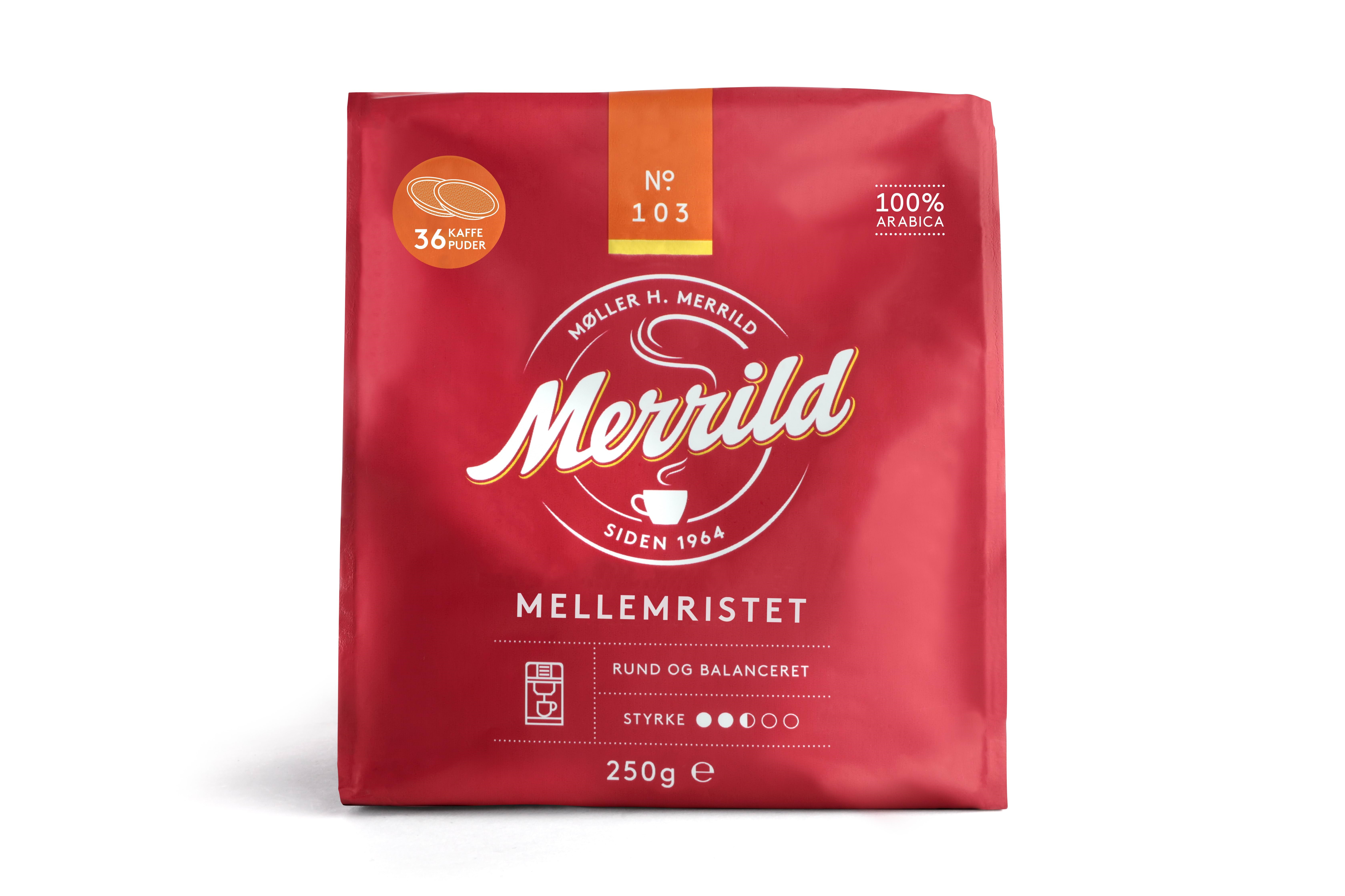 Merrild No. 103 - Mittlere Röstung - 36 Kaffeepads - Kaffeezubereitung Rot 70169